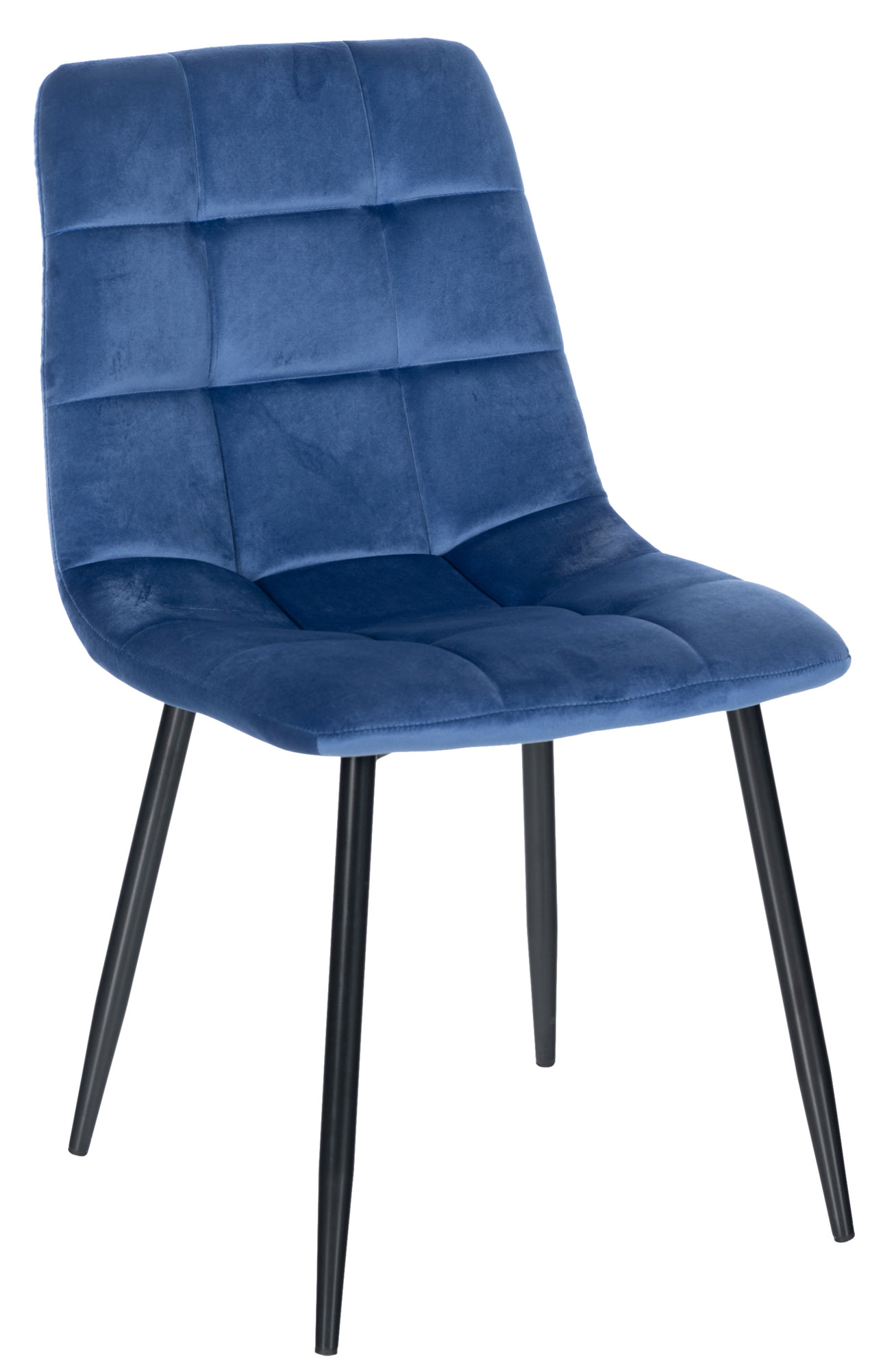 chaise de salle à manger avec pieds en métal en velours bleu