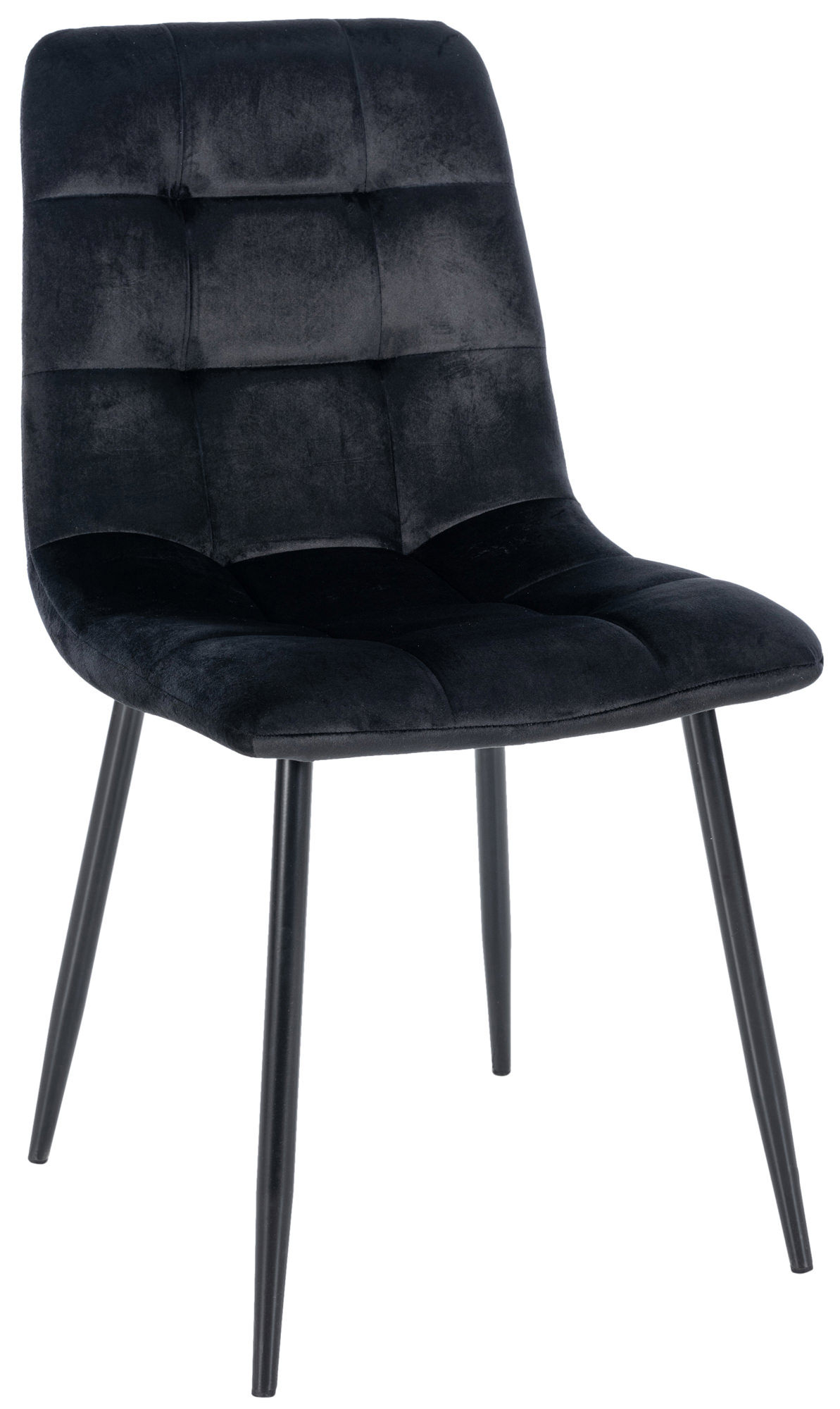 chaise de salle à manger avec pieds en métal en velours noir