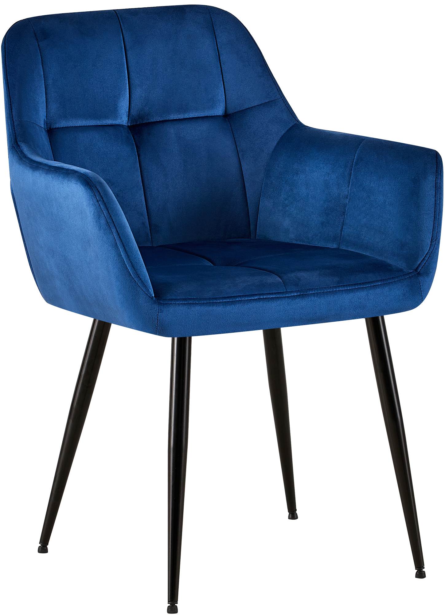 chaise de salle à manger avec accoudoirs en velours bleu