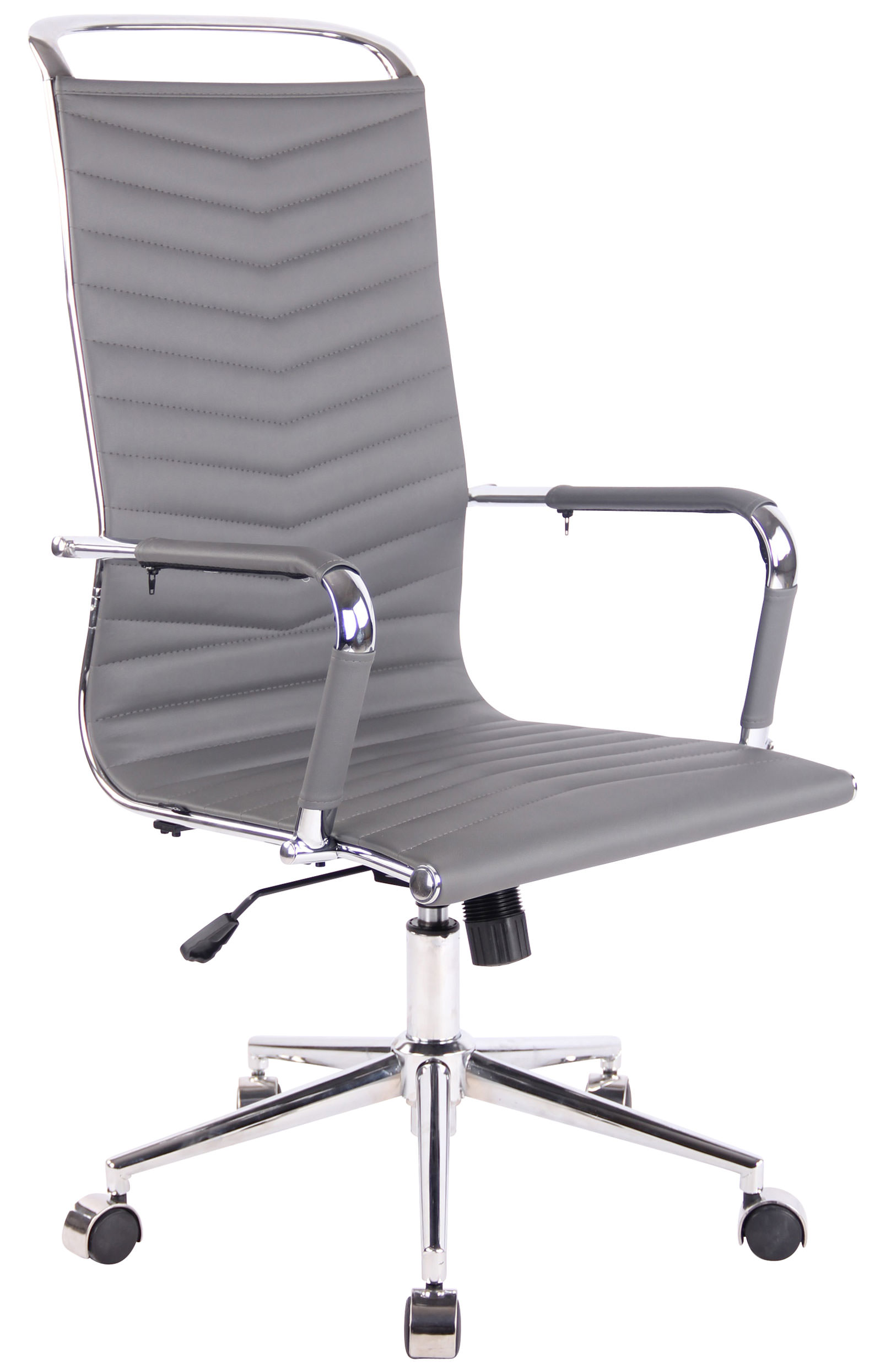 chaise de bureau réglable pivotante en similicuir gris