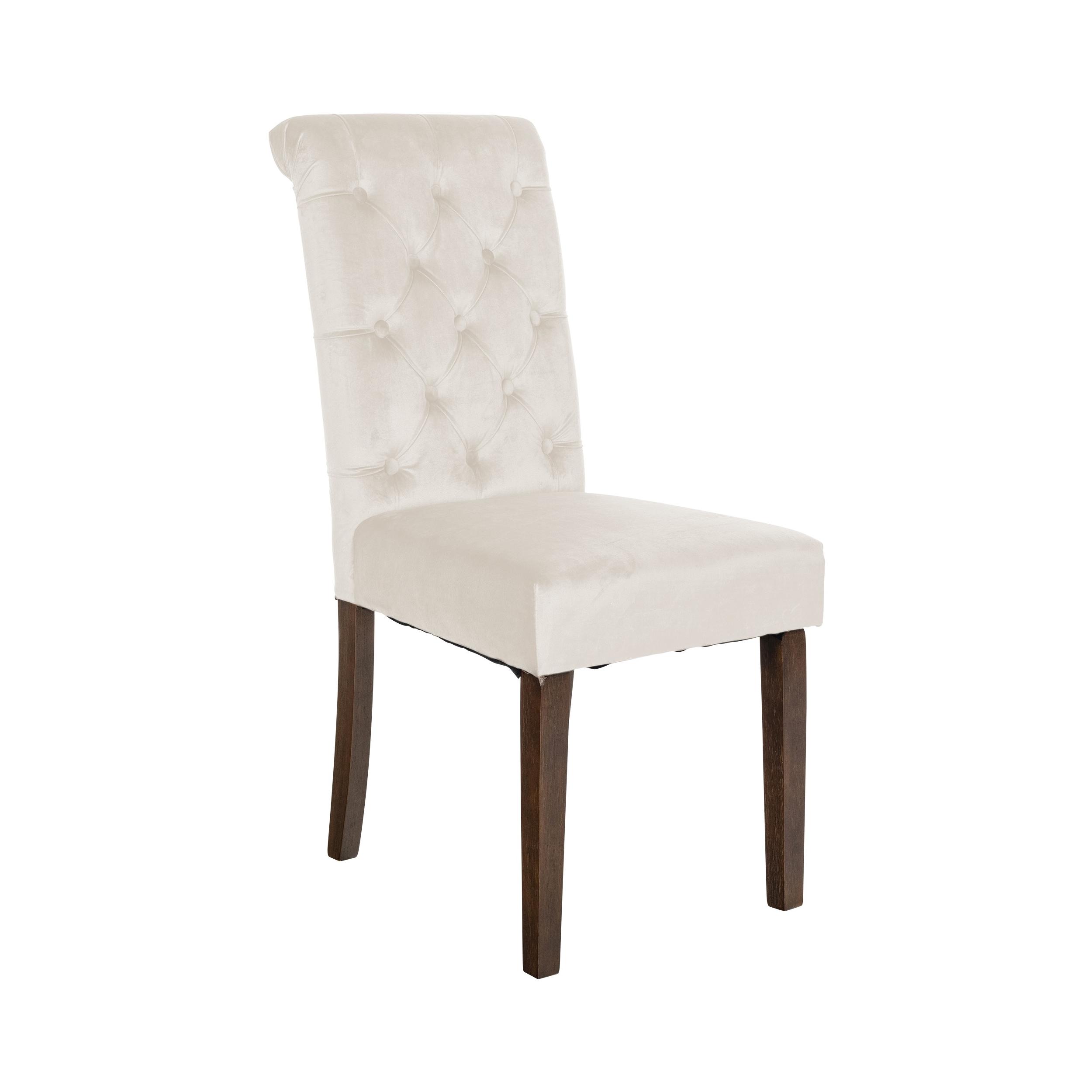 chaise salle à manger avec pieds en Bois et assise en velours Crème