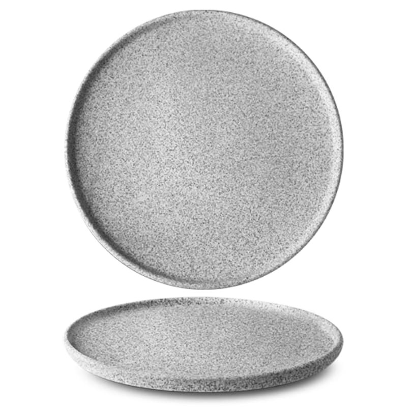 lot de 3 assiettes plates en porcelaine d29  effet granit brut gris