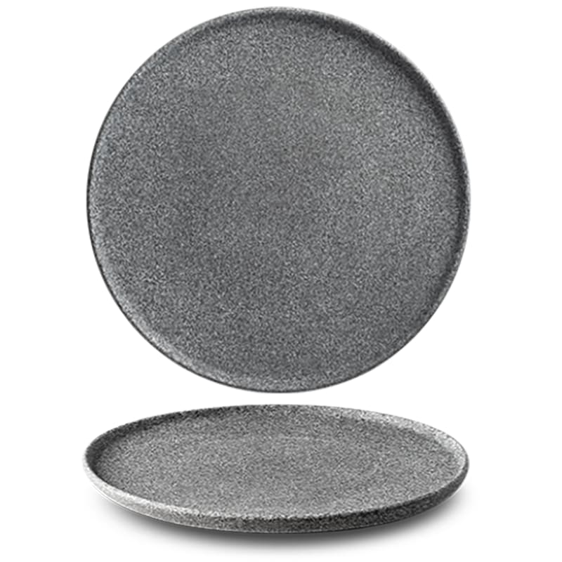lot de 3 assiettes plates en porcelaine d29 effet granit  gris foncé