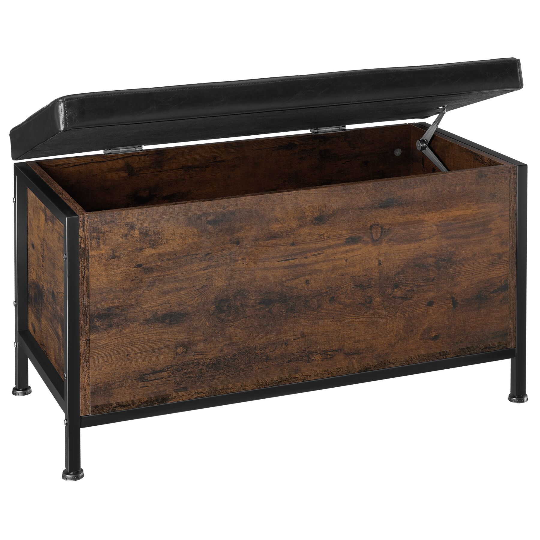 Coffre banquette de rangement cuir synthétique Bois foncé