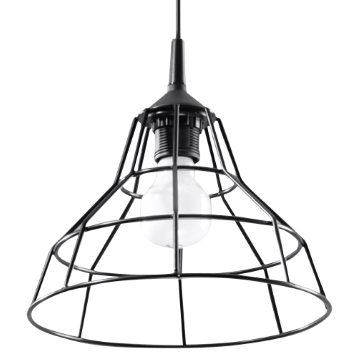 Suspension conique en métal, noir L: 25cm