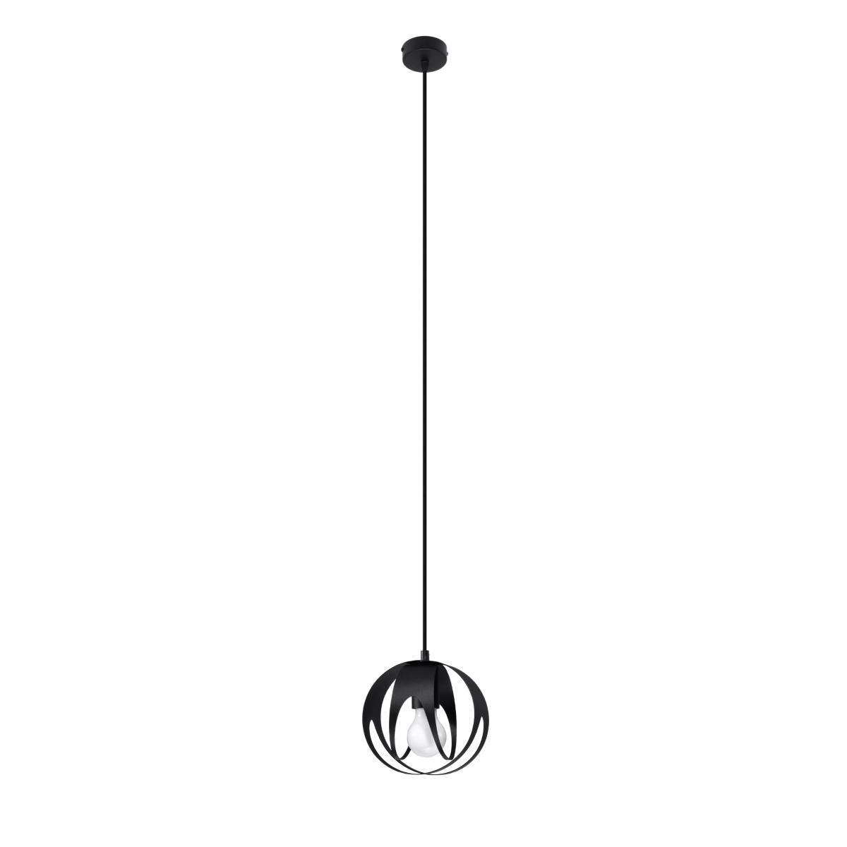 Suspension ronde en métal, noir L: 16cm