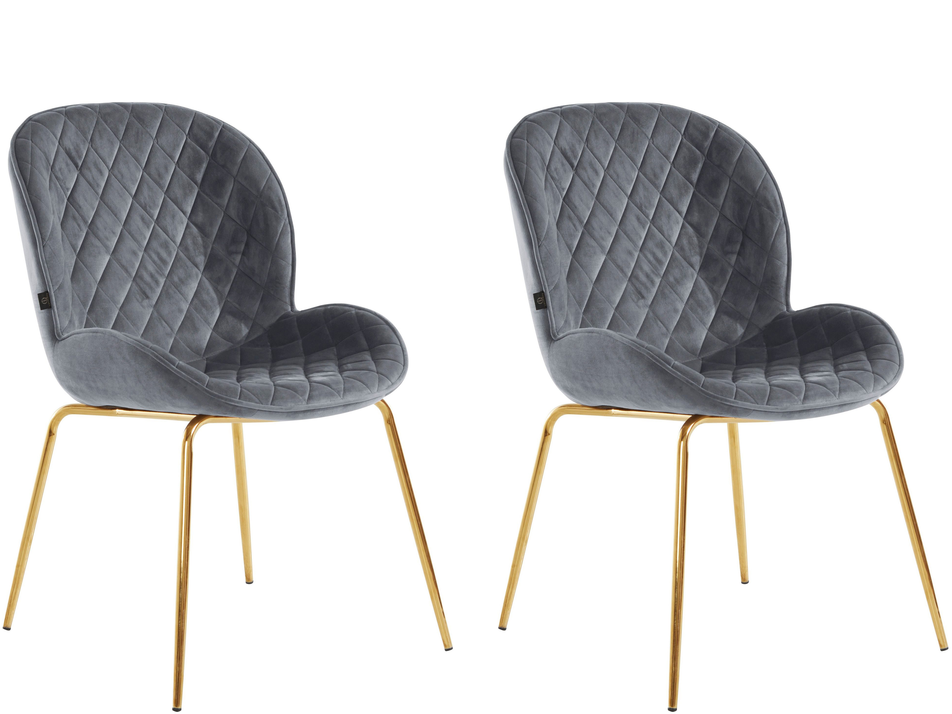 Lot de 2 chaises de salle à manger rembourrées en velours gris