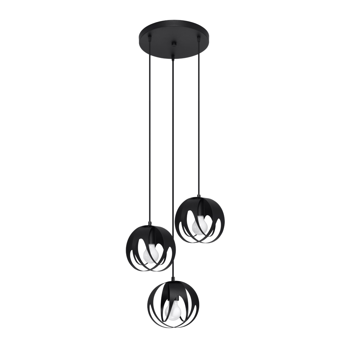 Suspension ronde en métal, noir L: 30cm