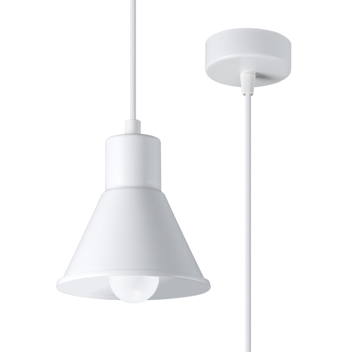 Suspension conique en métal, blanc L: 14cm