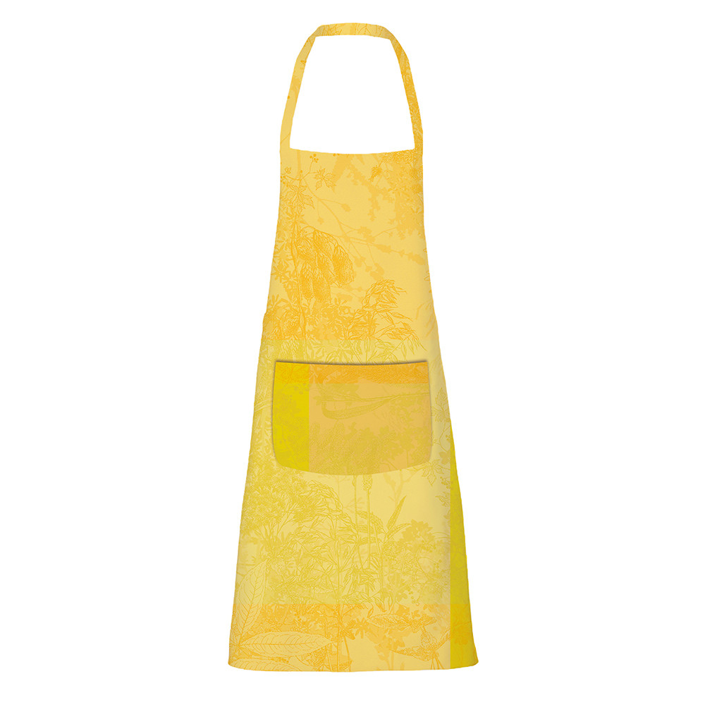 tablier enduit imperméable pur coton jaune 75x85