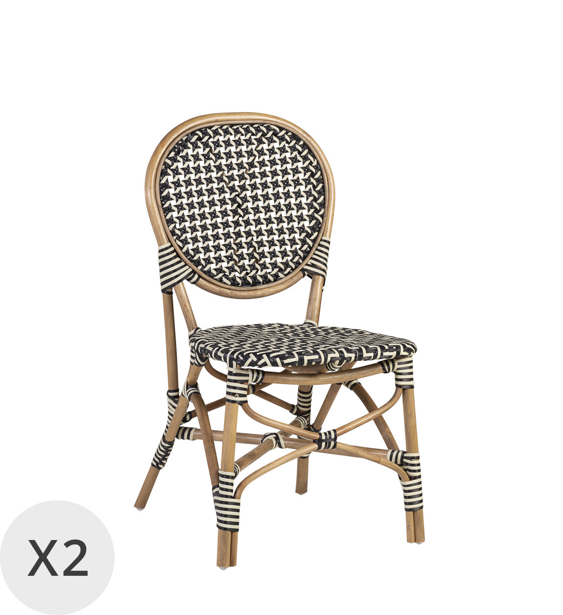 Set de 2 chaises en rotin bicolore