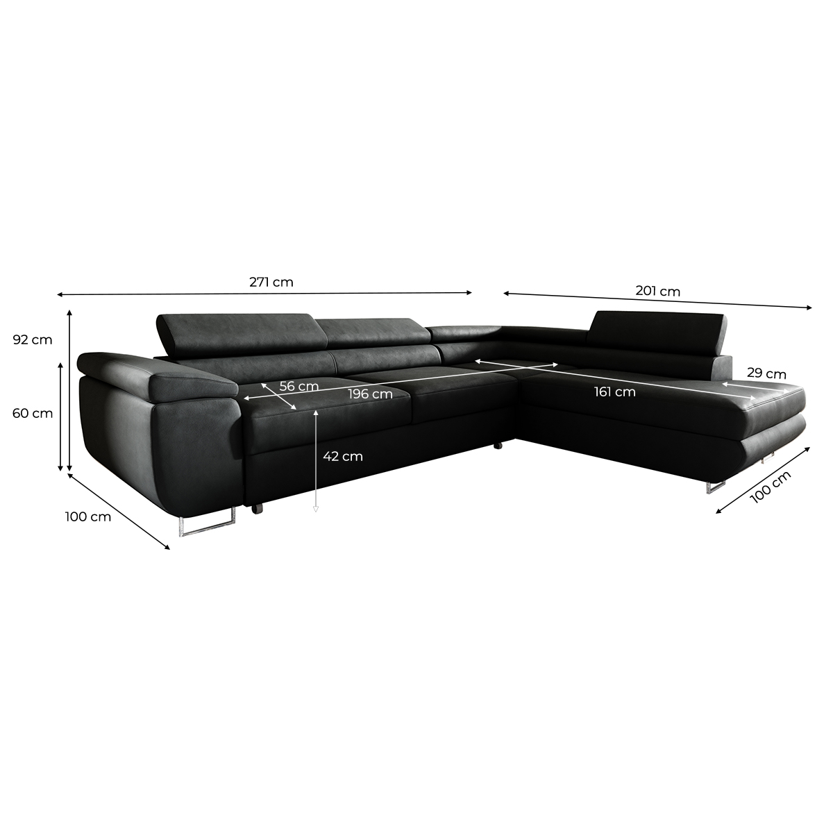 lyam - Canapé relax convertible Noir - Vue supplémentaire 2