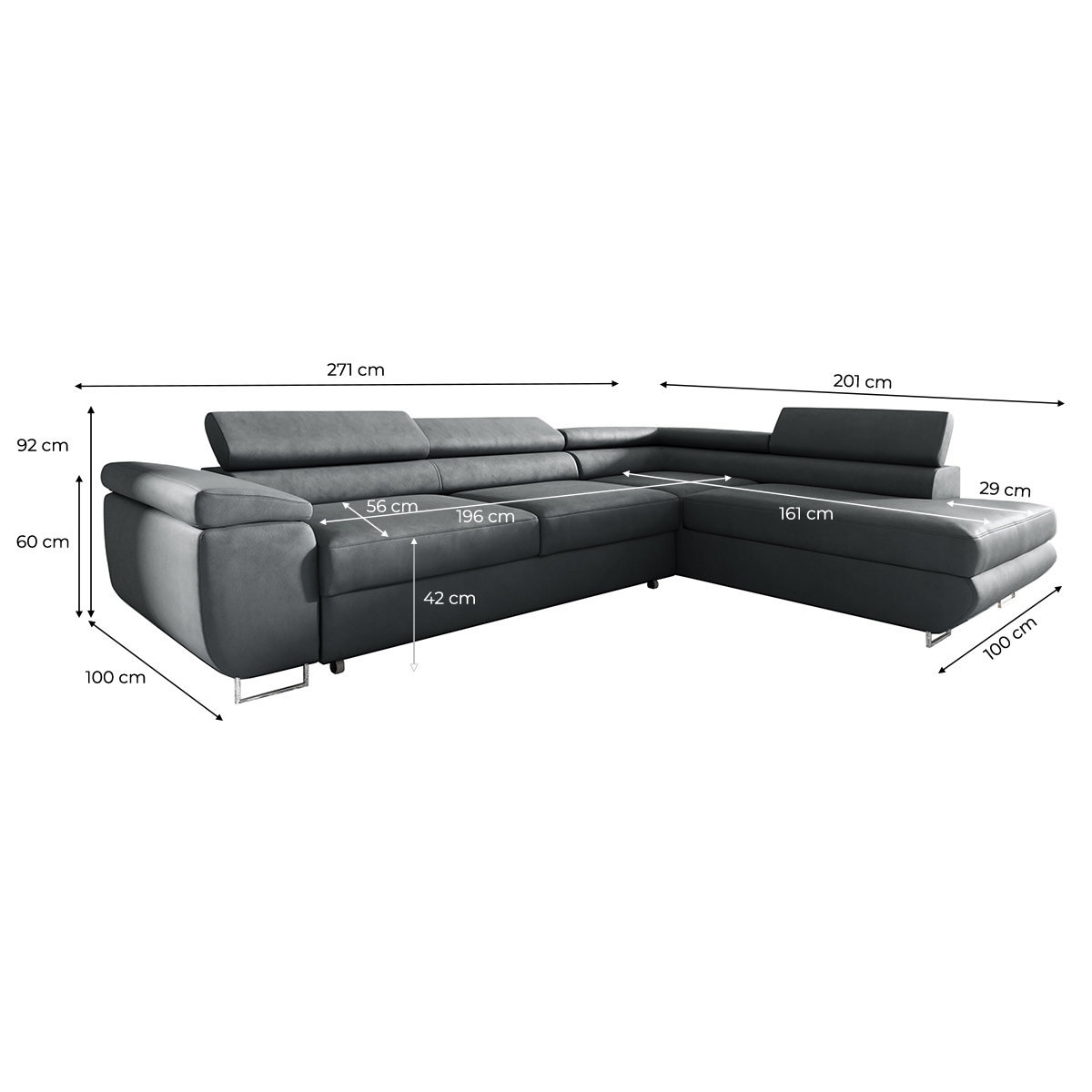 lyam - Canapé relax convertible Gris - Vue supplémentaire 2