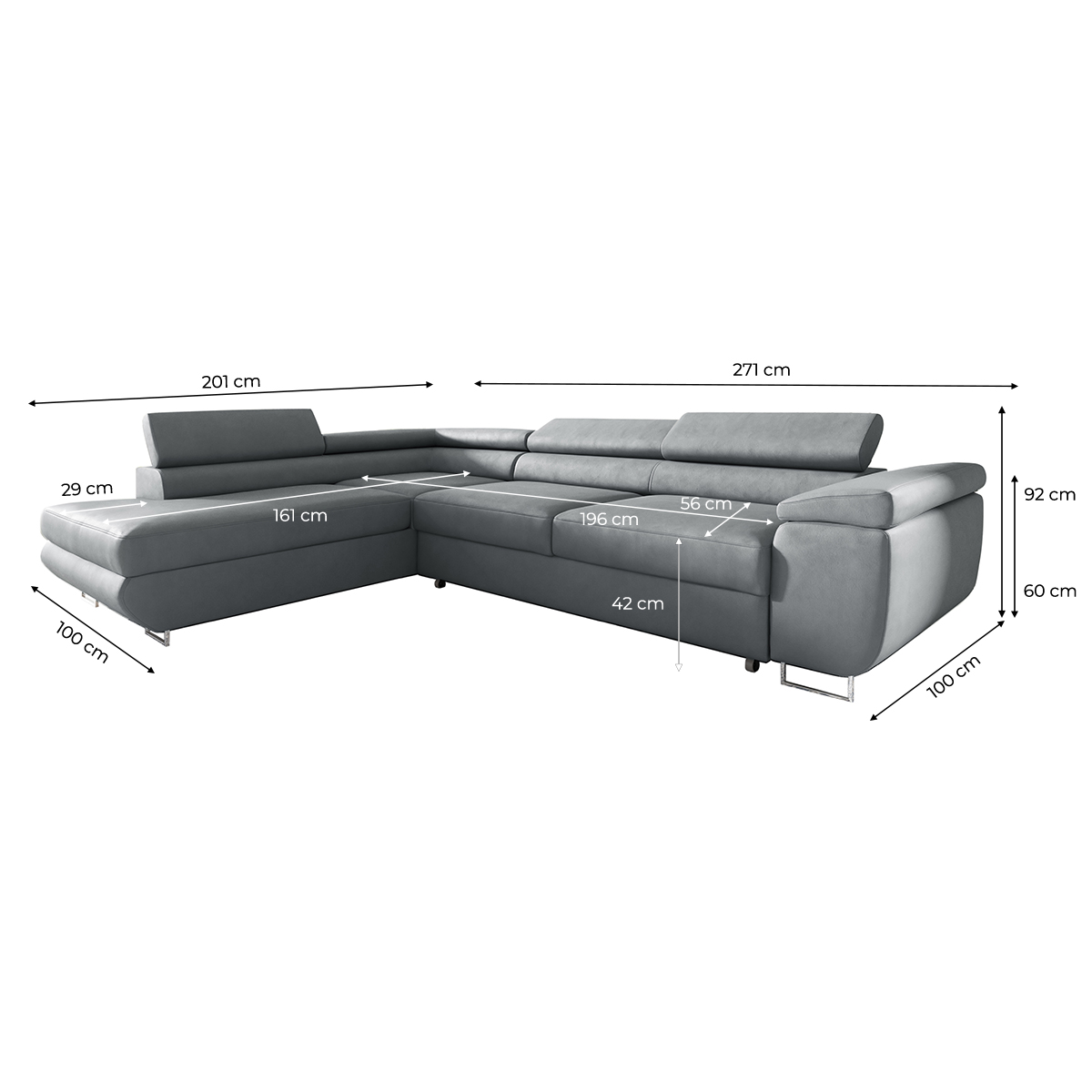 lyam - Canapé relax convertible Gris - Vue supplémentaire 2