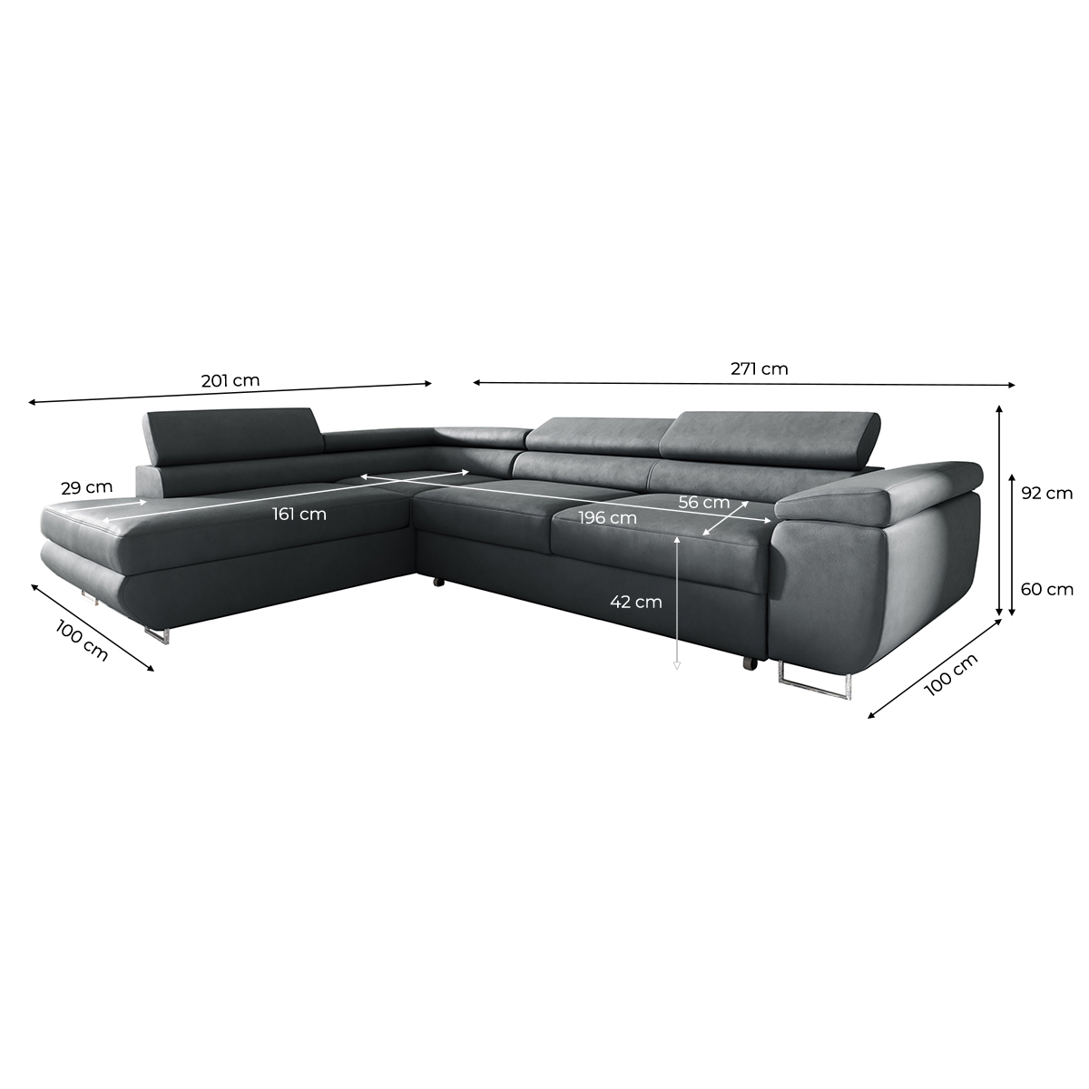 lyam - Canapé relax convertible Gris - Vue supplémentaire 2