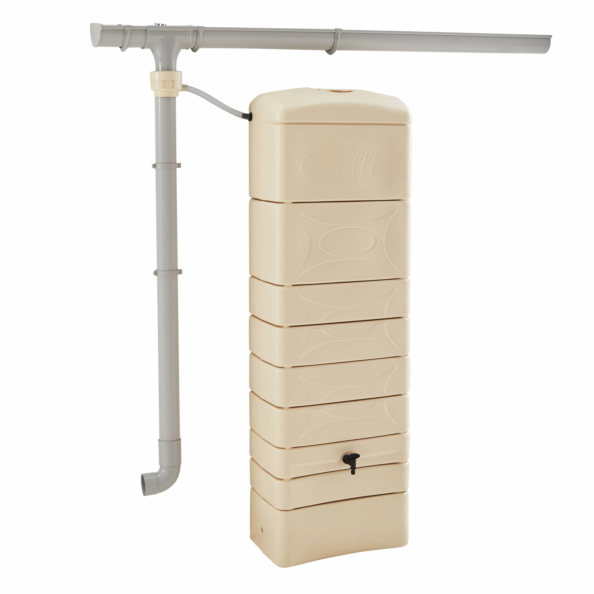 Récupérateur d'eau mural chastang 300l beige avec kit raccord chéneau