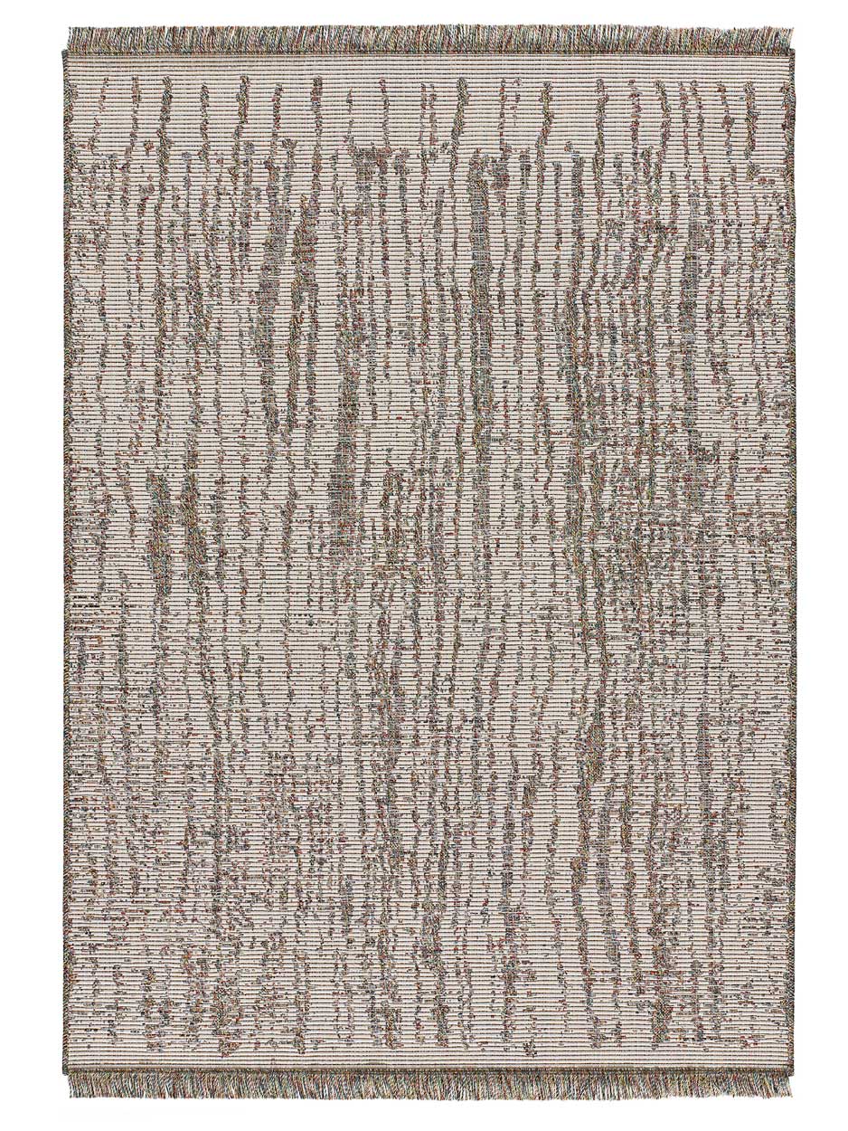 Tapis d'extérieur avec franges dans des tons neutres, 77X150 cm
