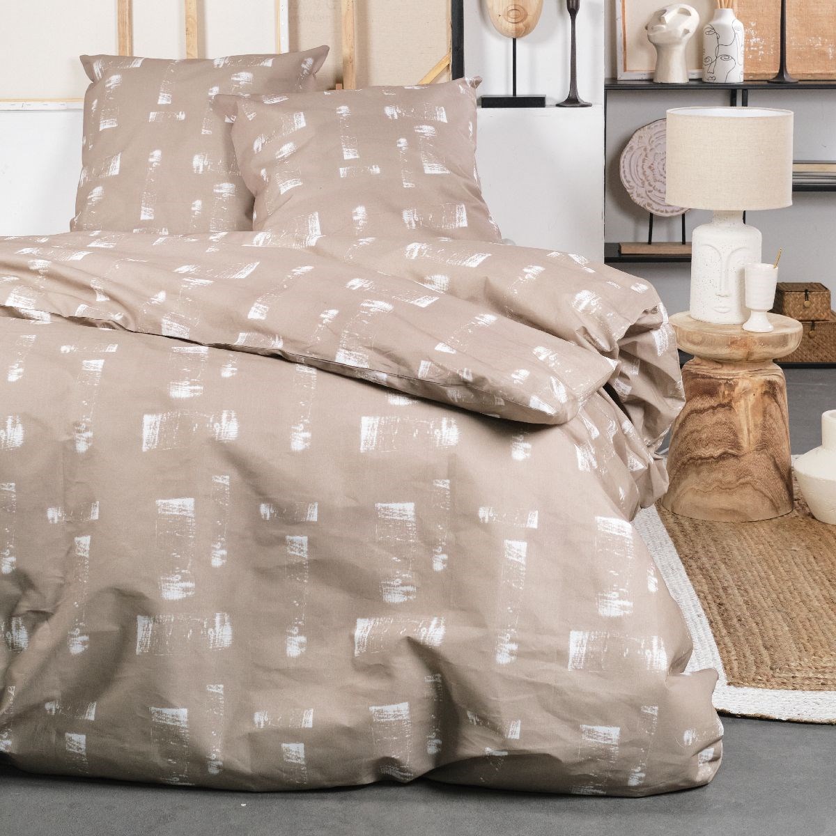 parure de lit en polyester marron 220x240 cm