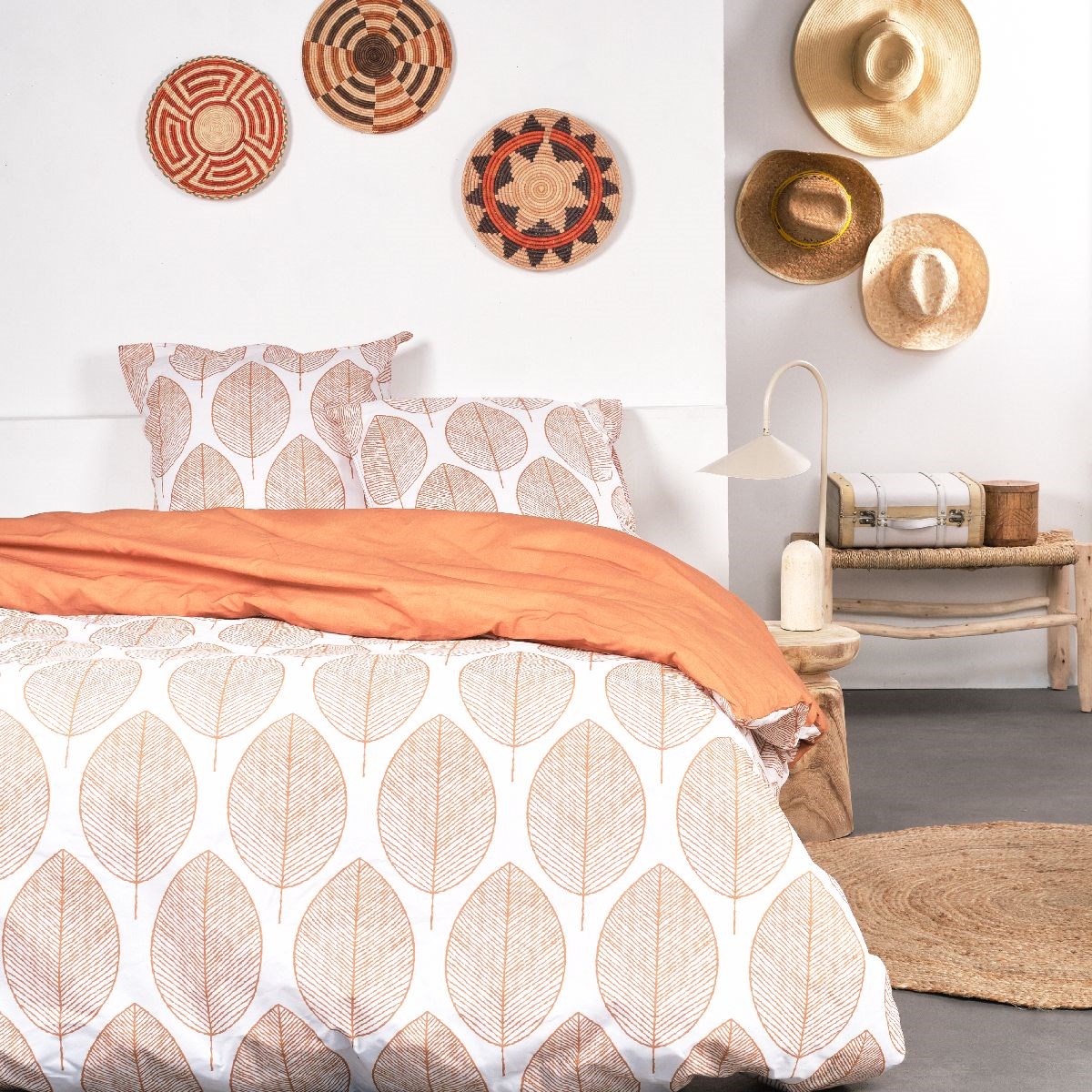 parure de lit en coton orange 240x260 cm