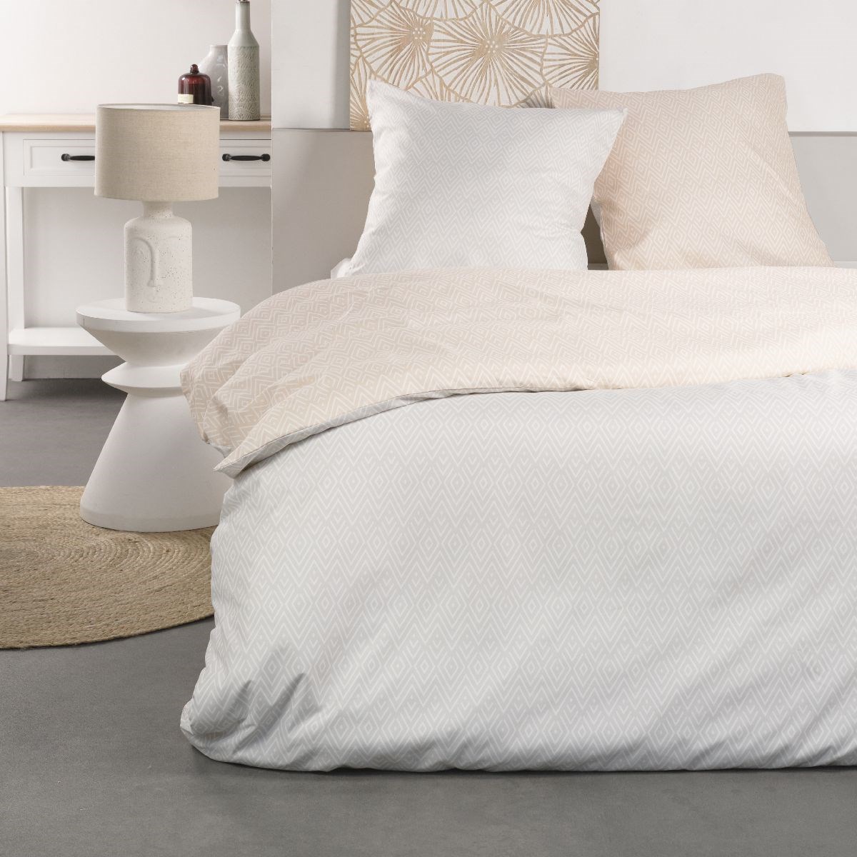 parure de lit en polyester beige 220x240 cm