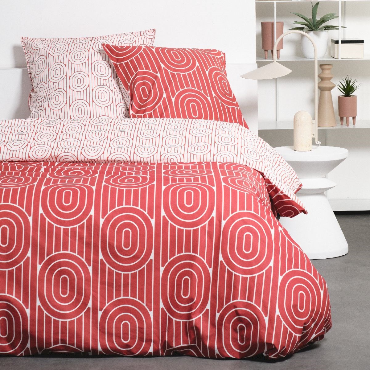 parure de lit en coton rouge 260x240 cm