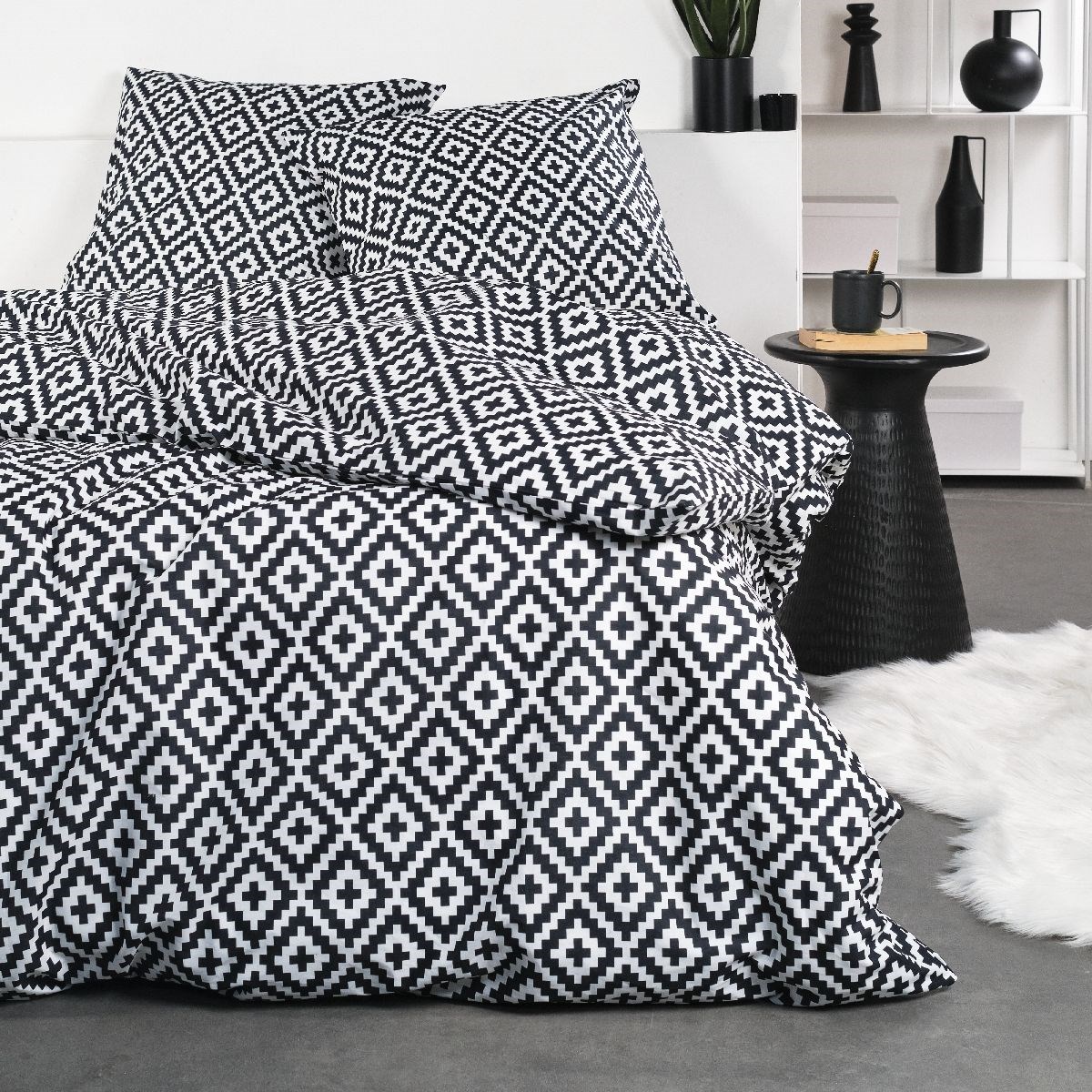 parure de lit en polyester noir 220x240 cm