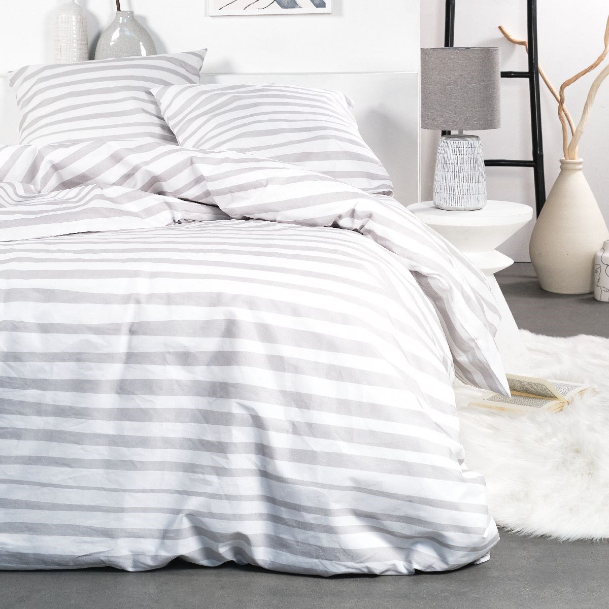 parure de lit en polyester blanc 220x240 cm