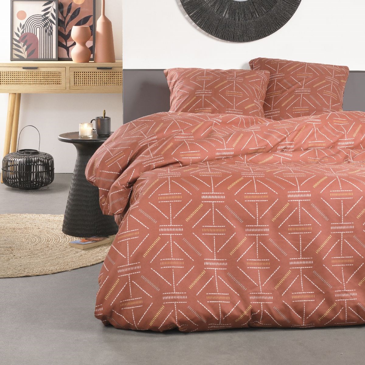 parure de lit en polyester marron 220x240 cm