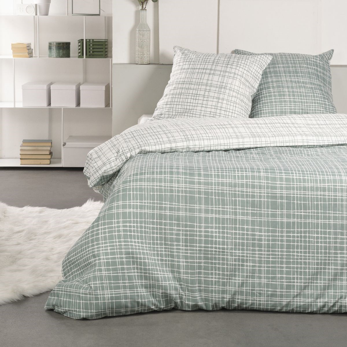 parure de lit en polyester vert 220x240 cm