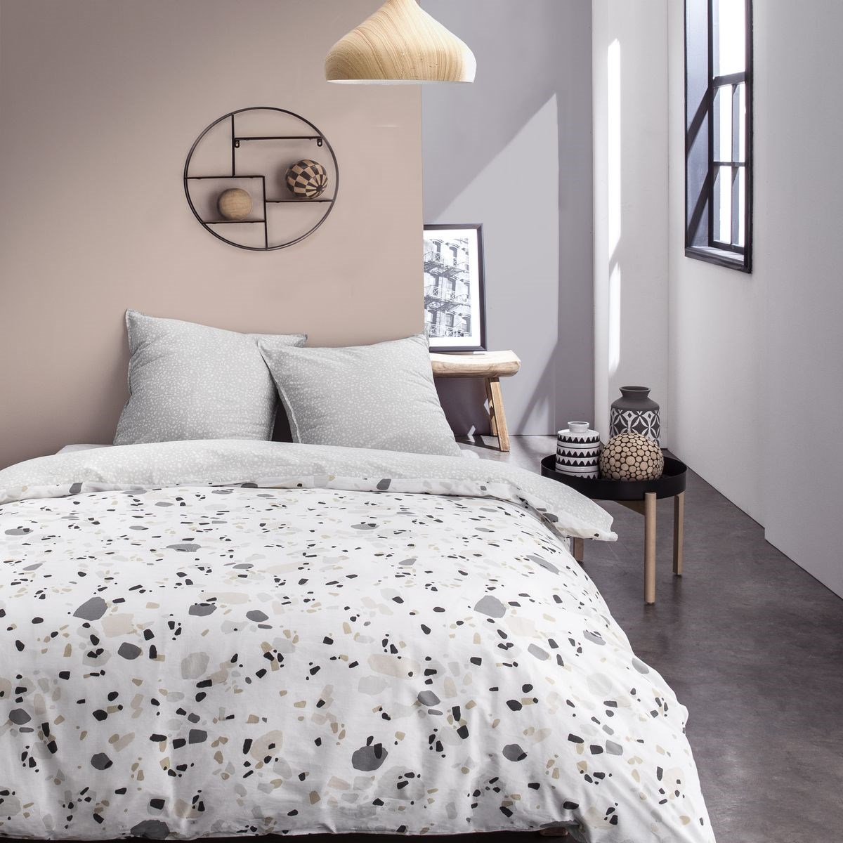 parure de lit en polyester gris 220x240 cm