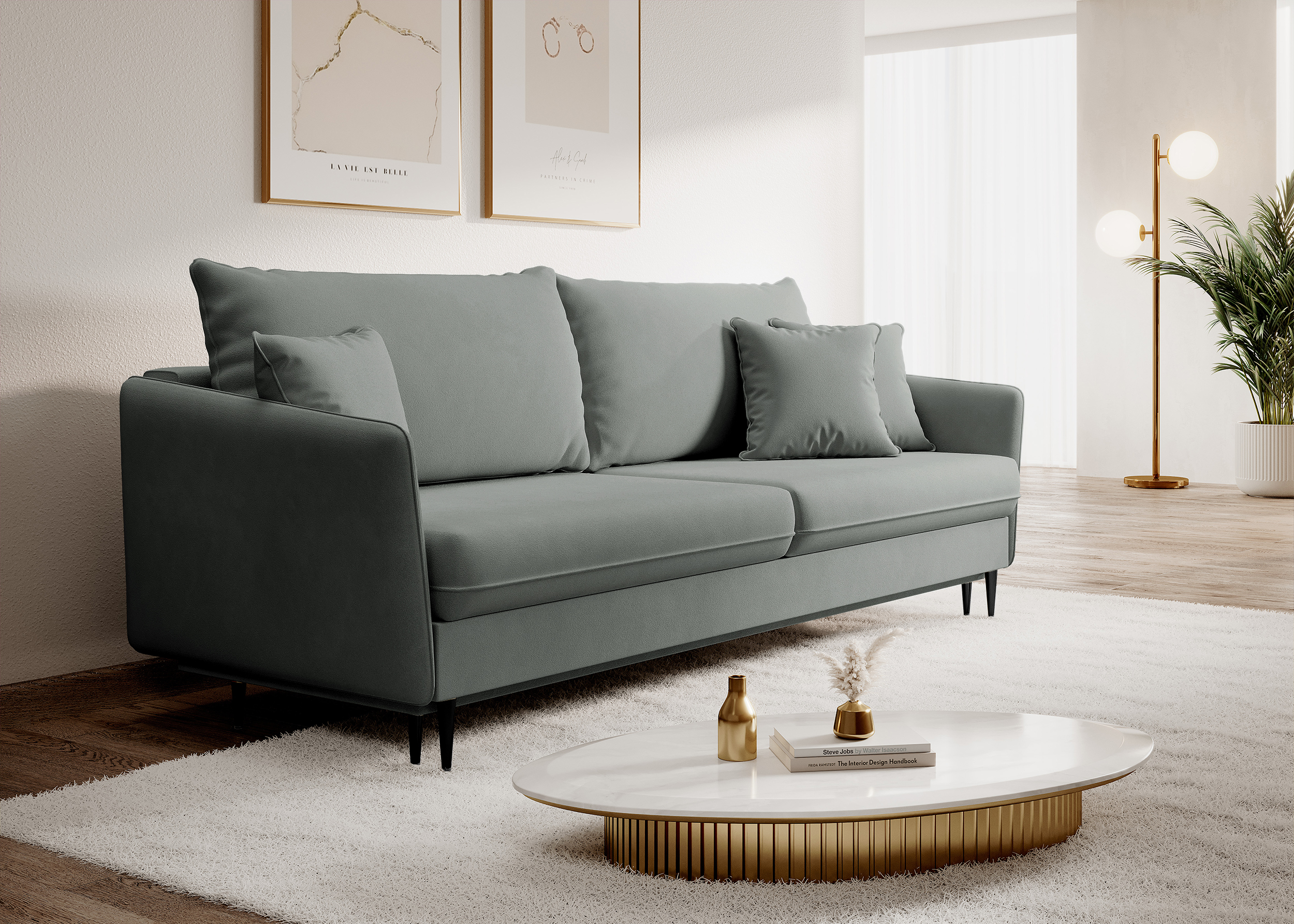 volio - Canapé convertible velours Gris - Vue supplémentaire 2