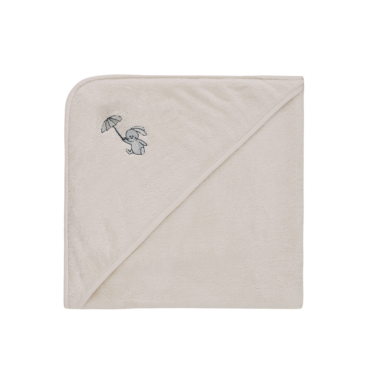 Cape de bain bébé en coton peigné zéro twist Blanc Cassé 75x75 cm
