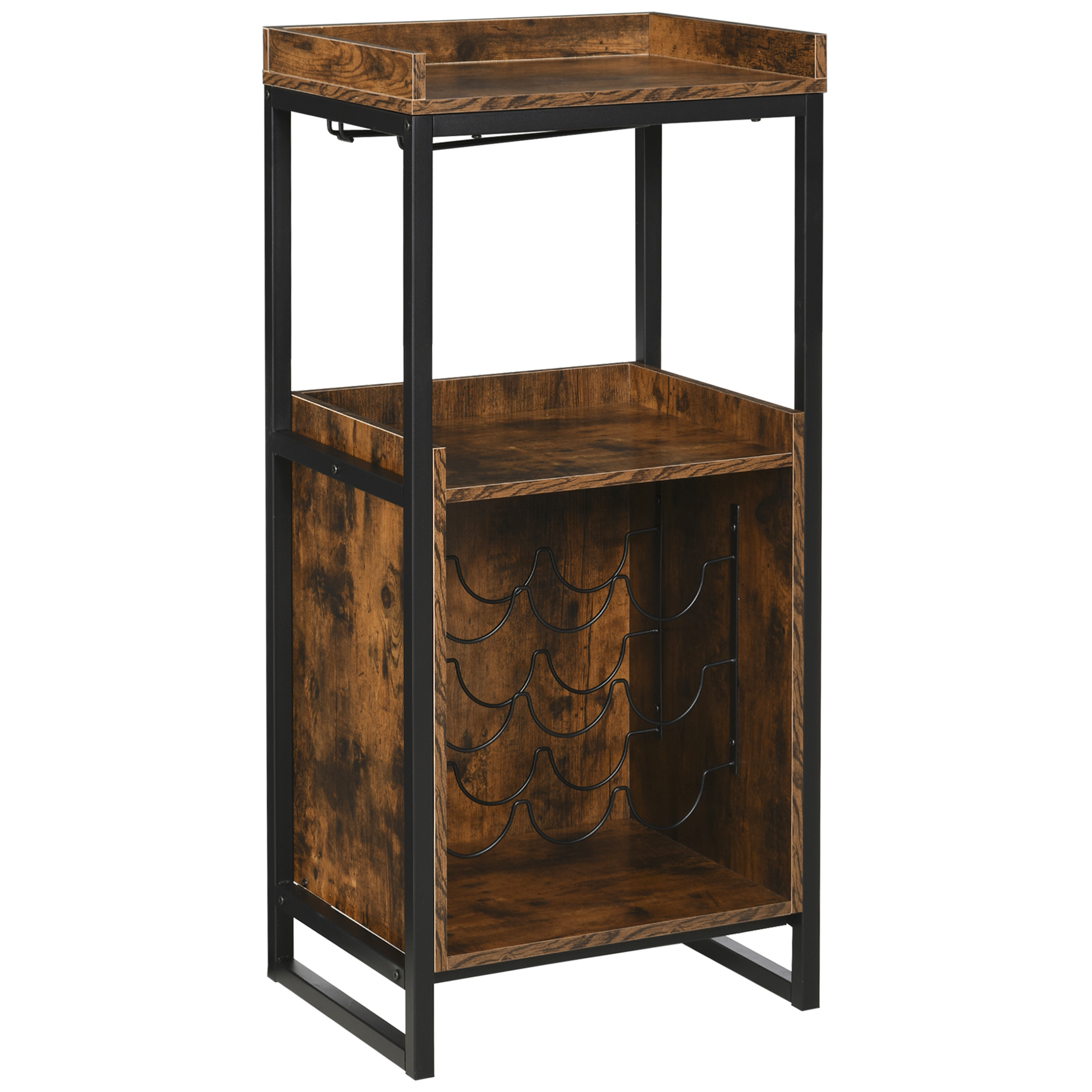 Casier à vin design industriel support verres à vin intégré