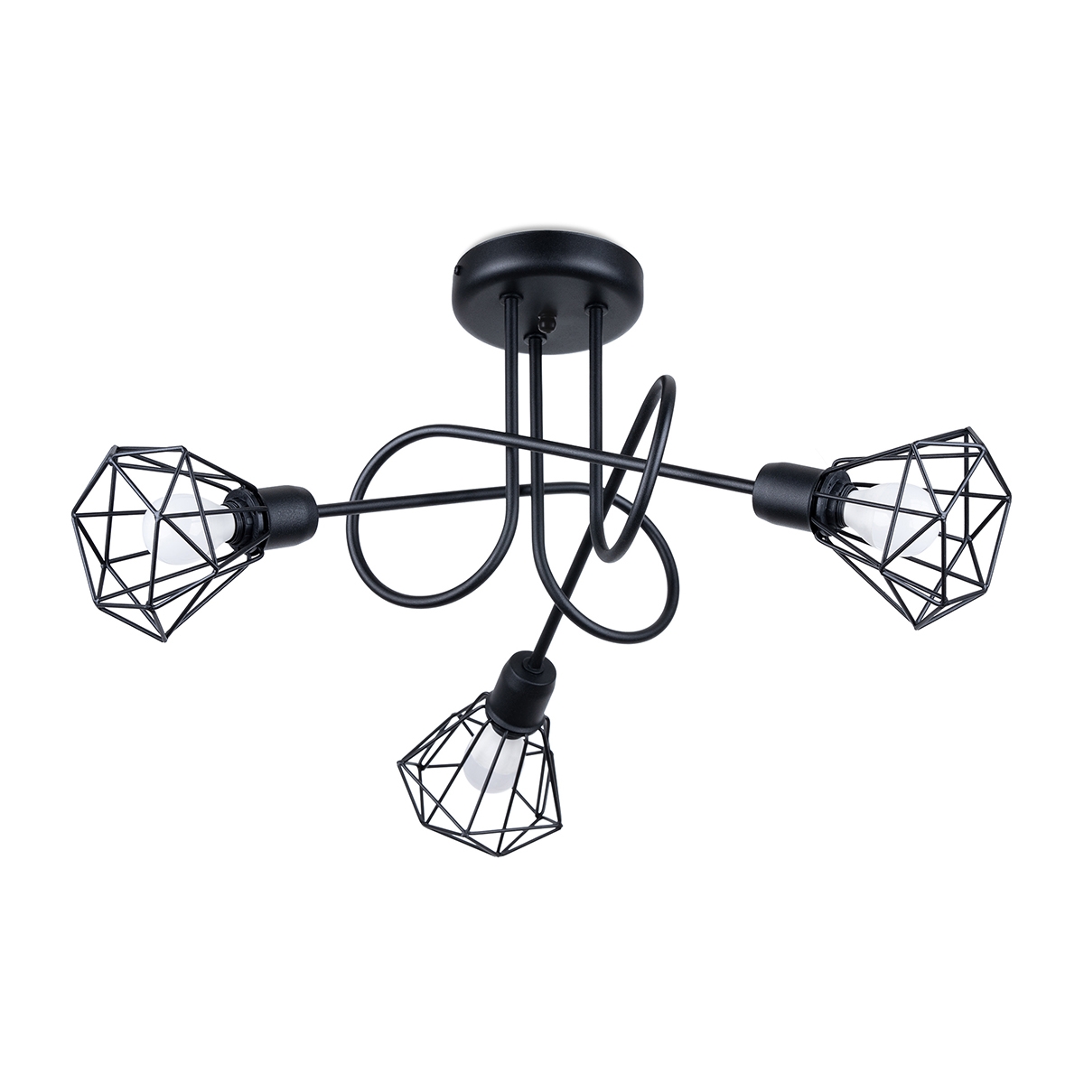 Suspension conique en métal, noir L: 48cm