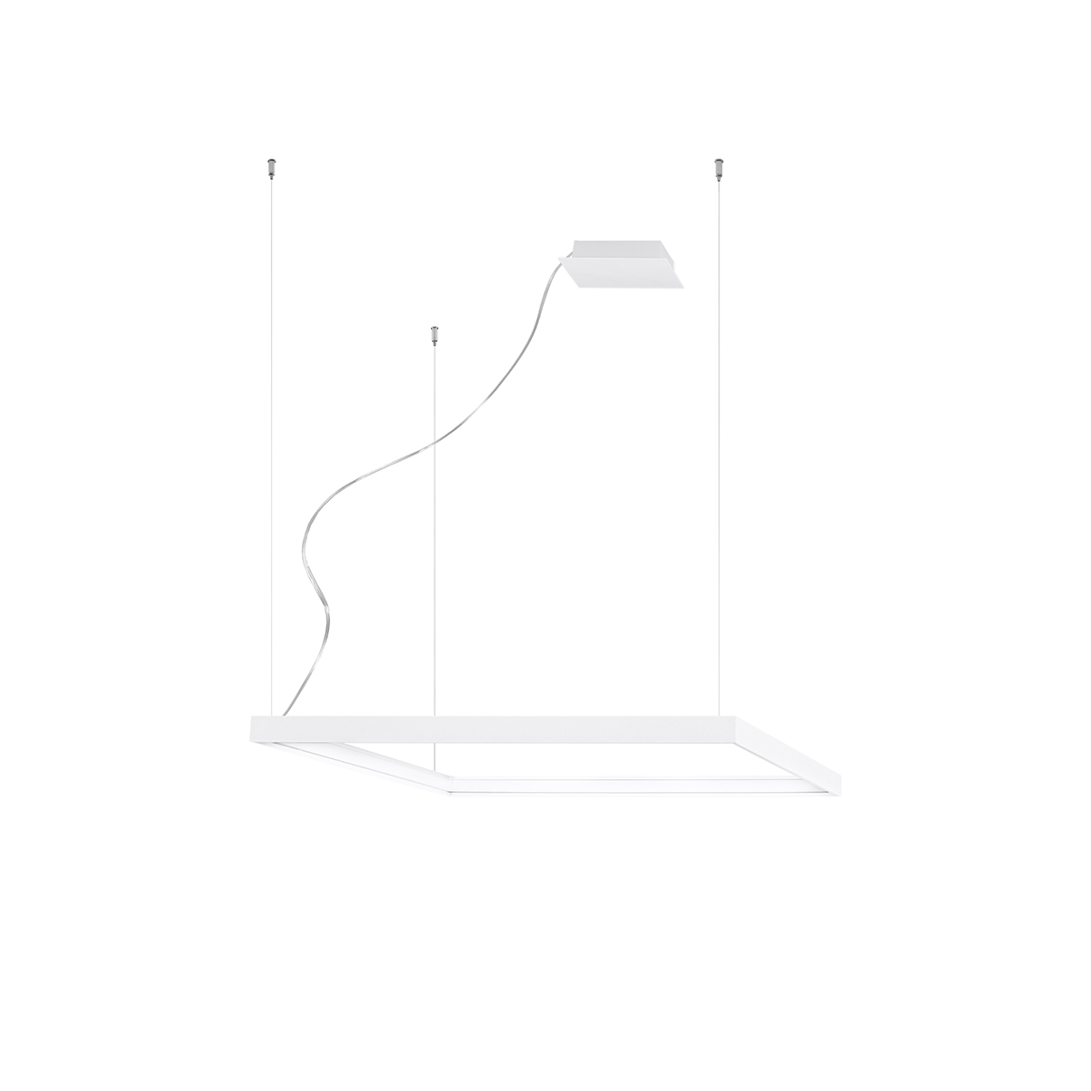 Suspension carrée en aluminium, blanc L: 80cm