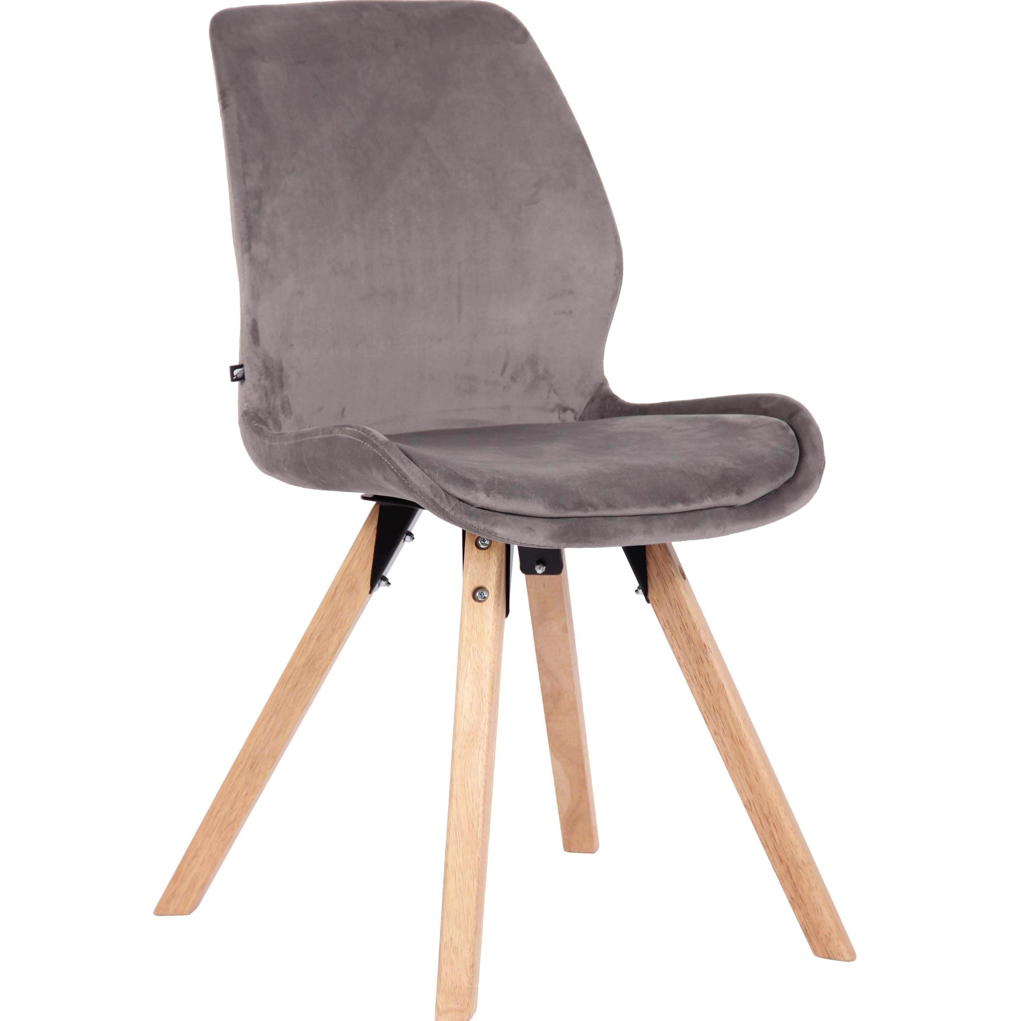 chaise salle à manger avec structure Bois et assise en velours Gris