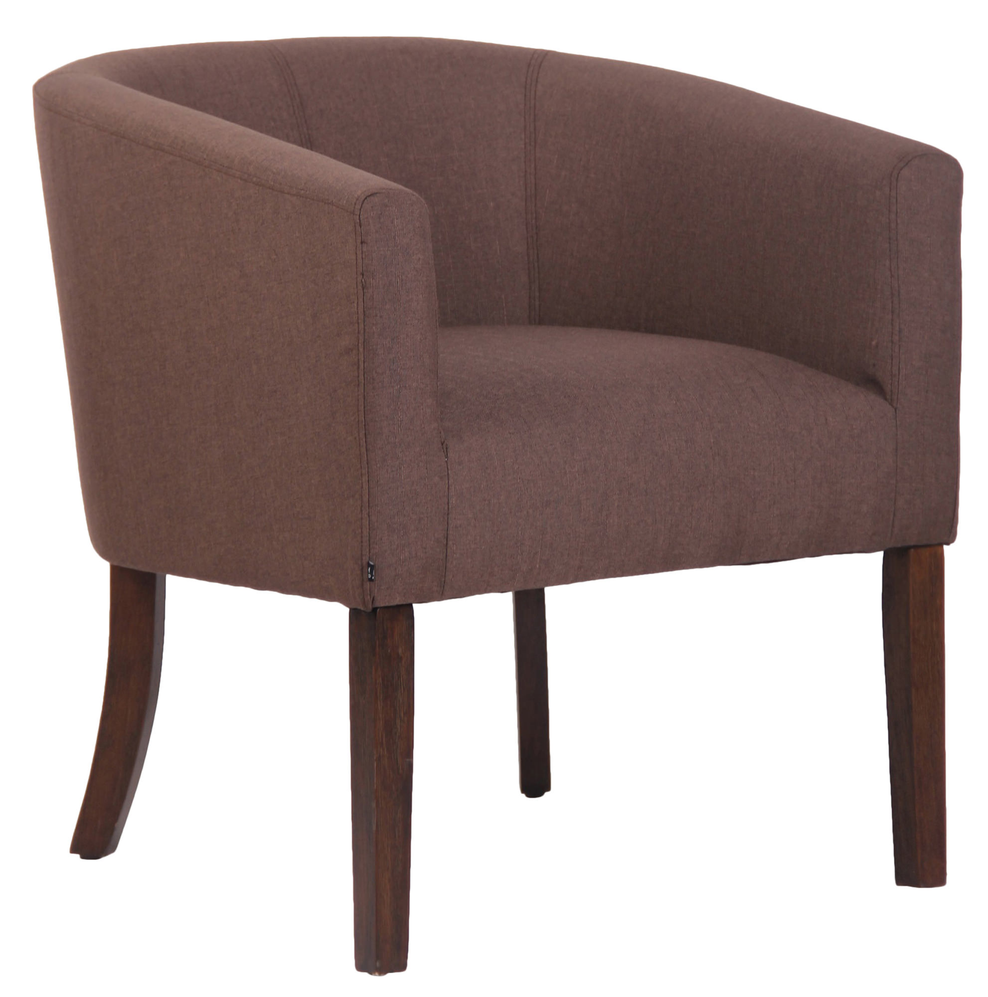 Fauteuil avec pieds en bois et accoudoirs en tissu Marron