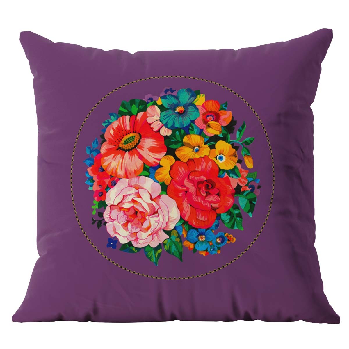 Housse de coussin extérieur fleuri violet 45x45cm