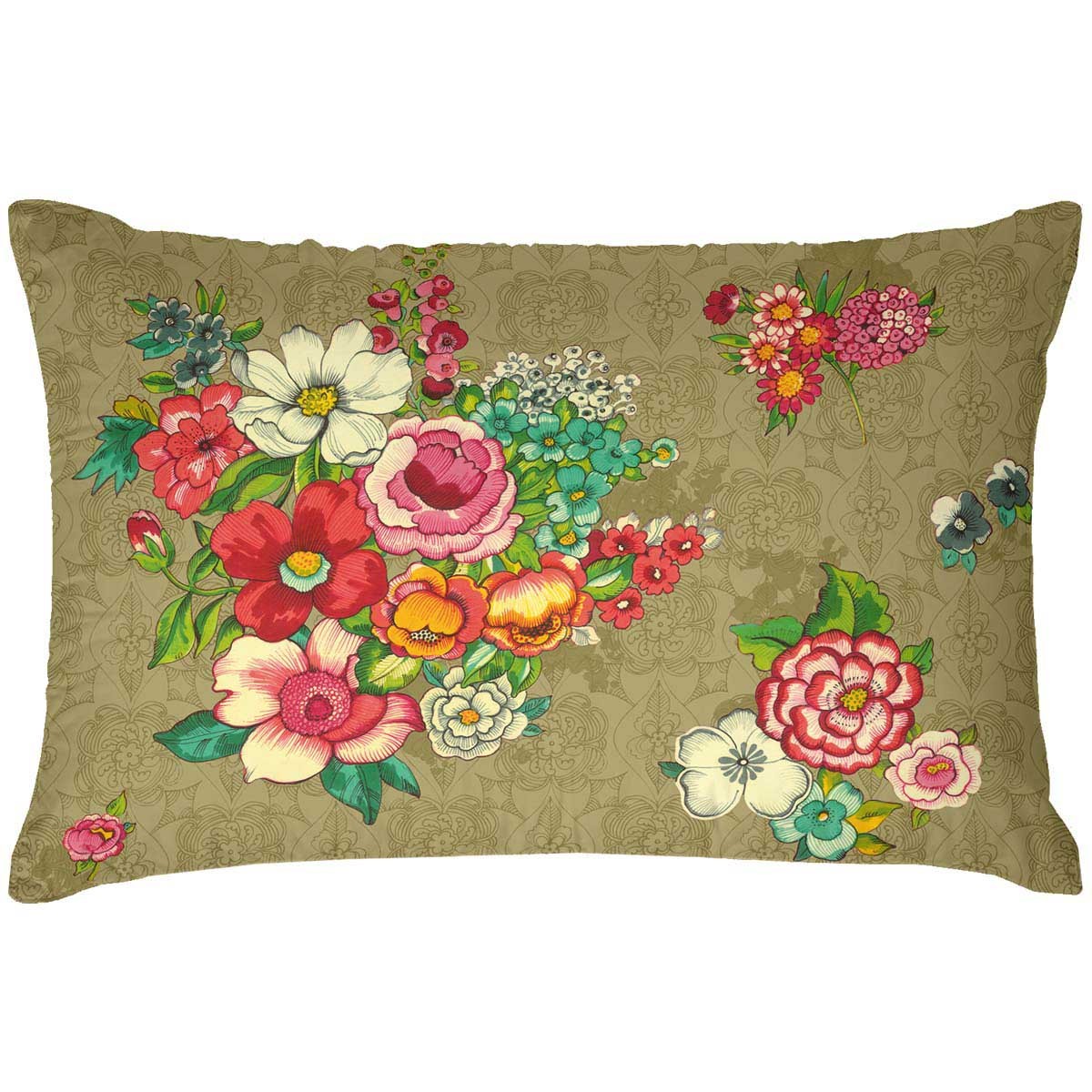 Housse de coussin extérieur fleuri dore 40x60