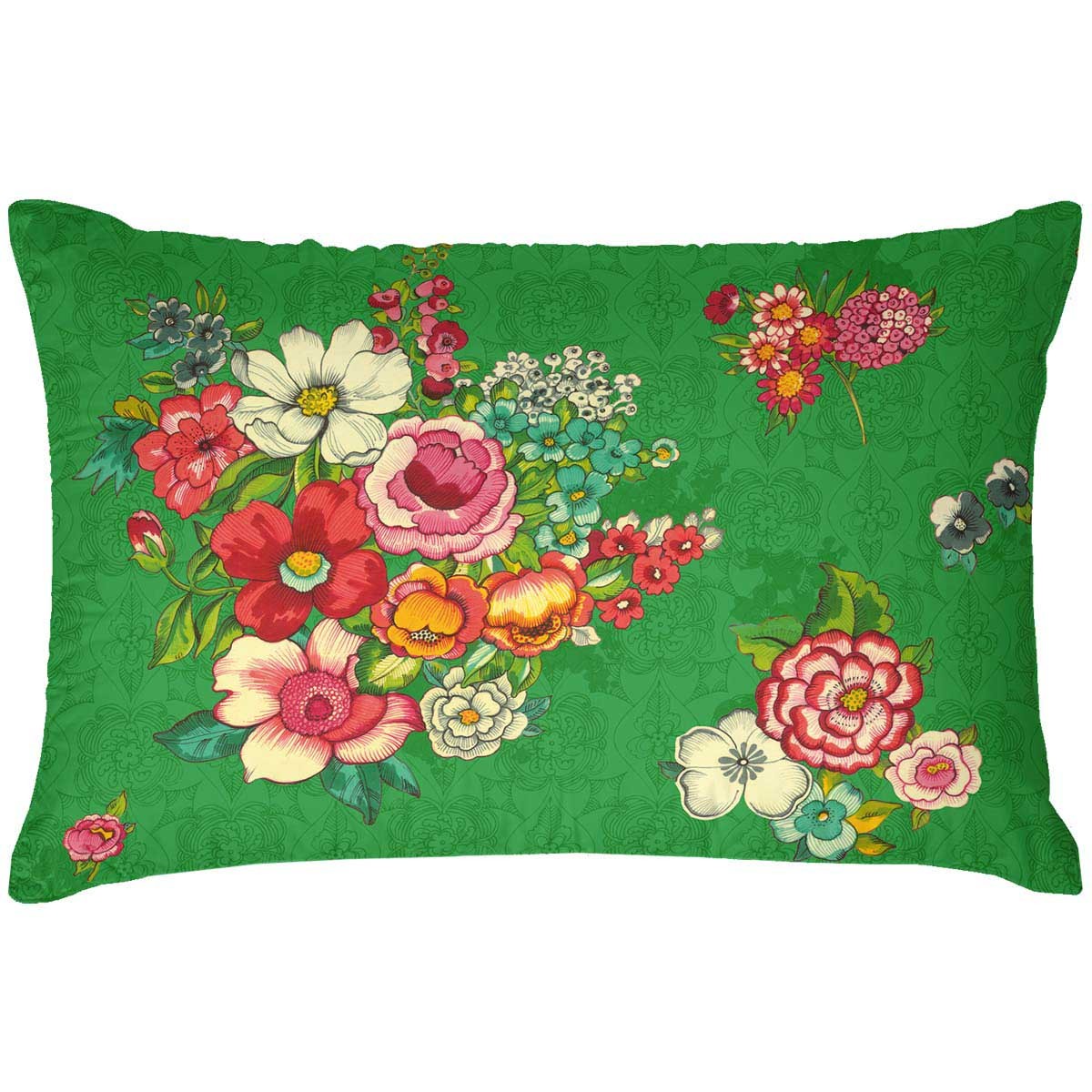 Housse de coussin extérieur fleuri vert 40x60