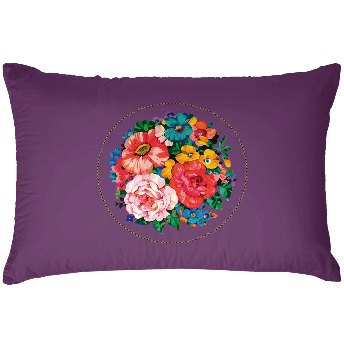 Housse de coussin extérieur fleuri violet 40x60