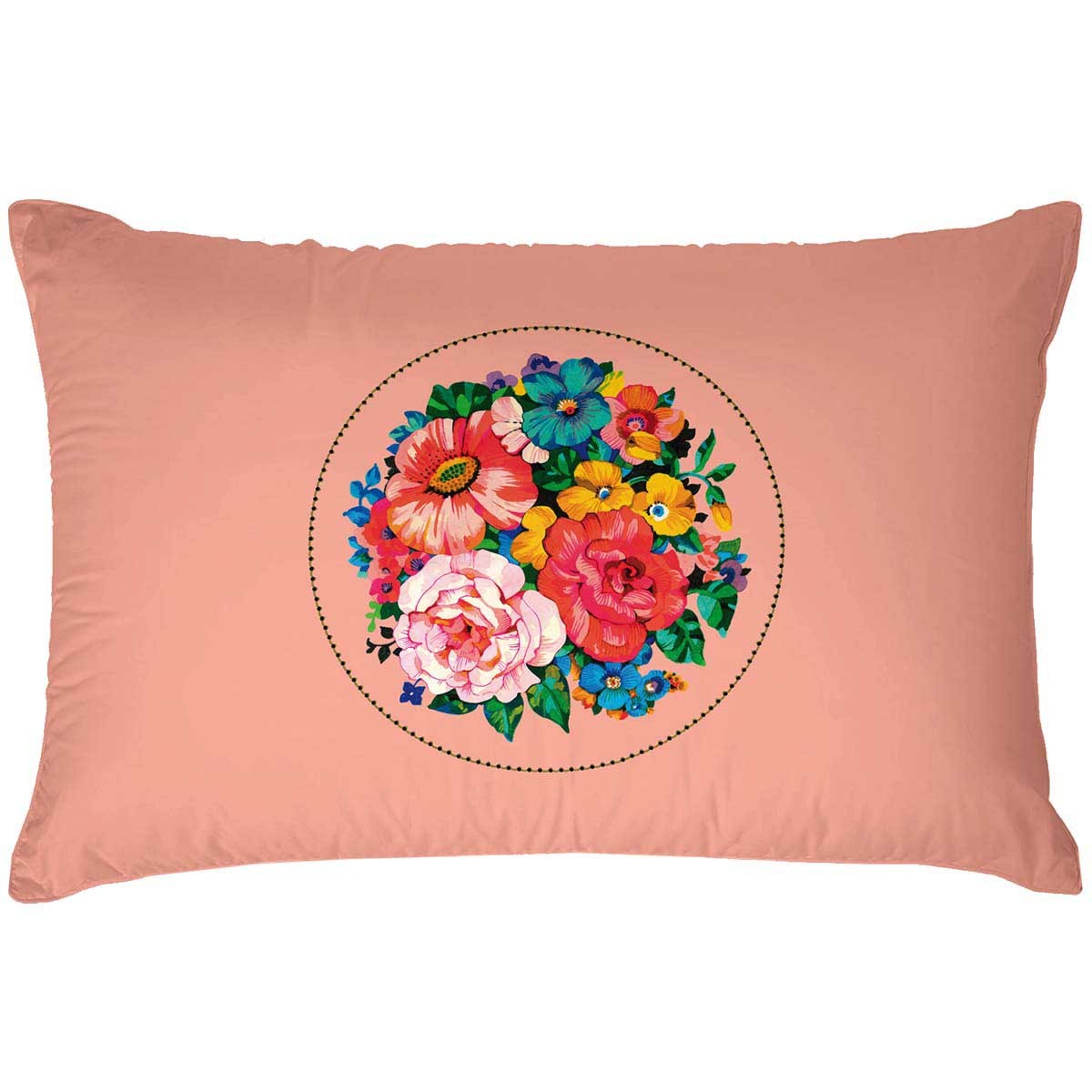 Housse de coussin extérieur fleuri rose 40x60