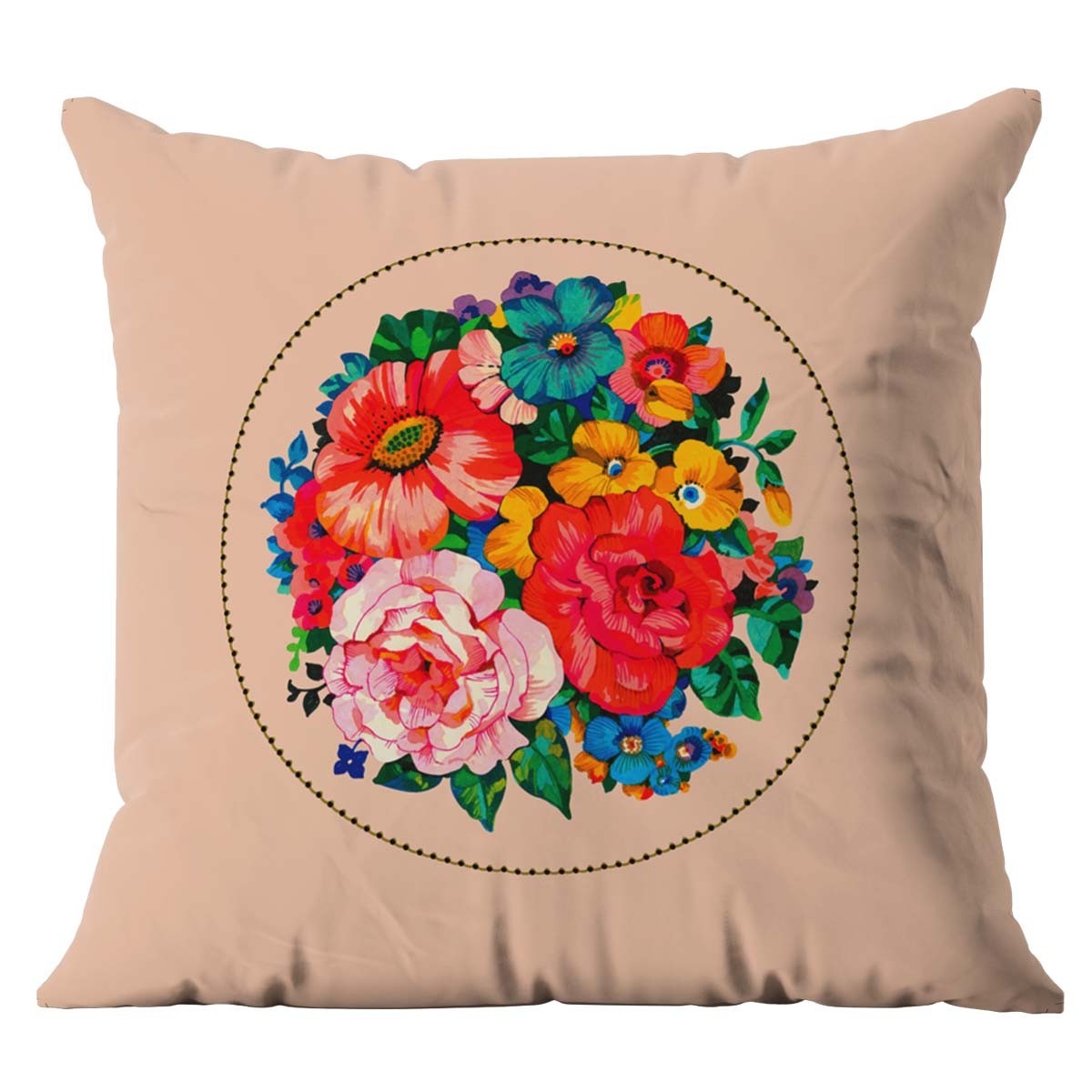 Housse de coussin extérieur fleuri nude 45x45cm