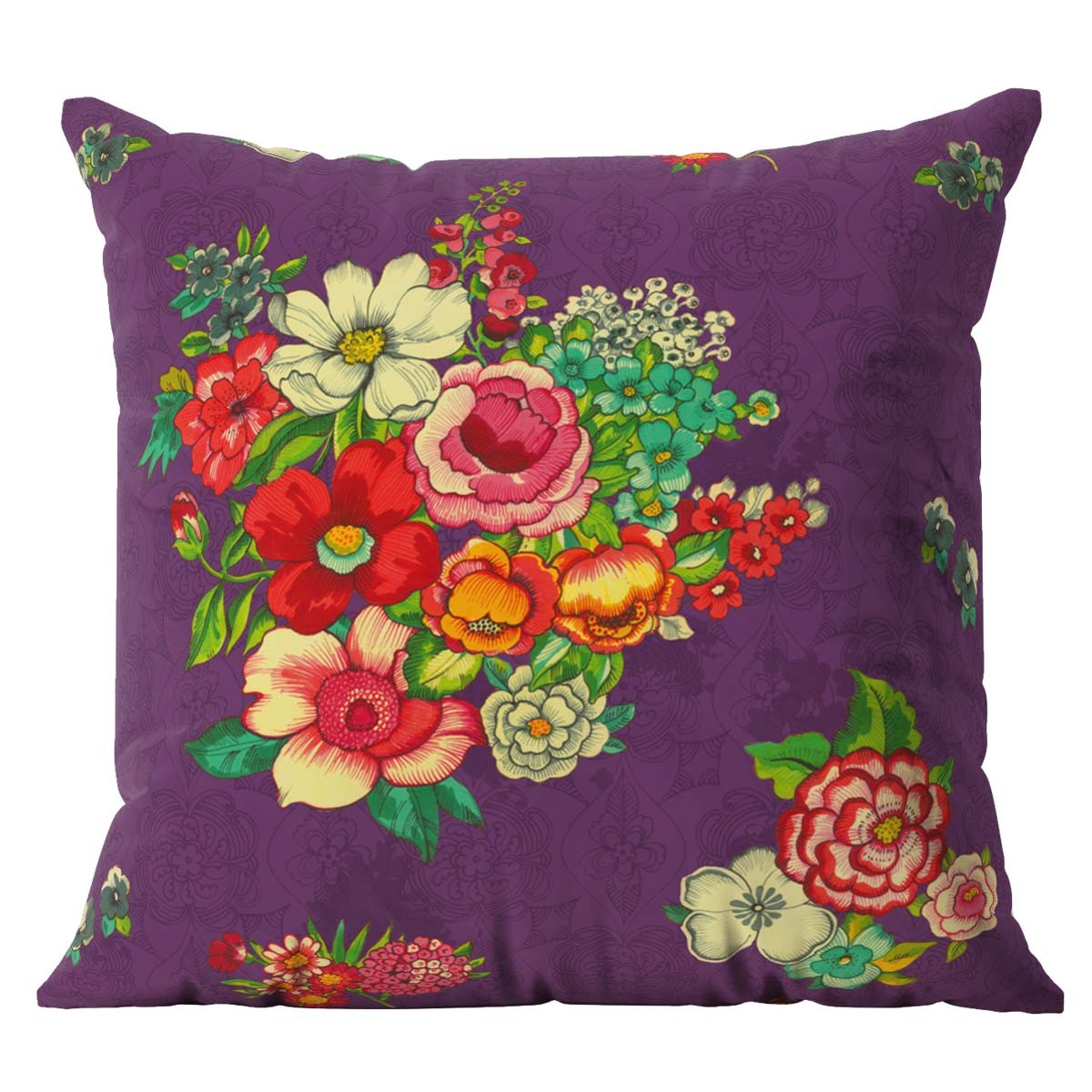 Housse de coussin extérieur fleuri violet 60x60