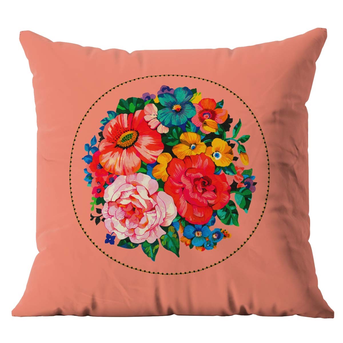 Housse de coussin extérieur fleuri rose 45x45cm