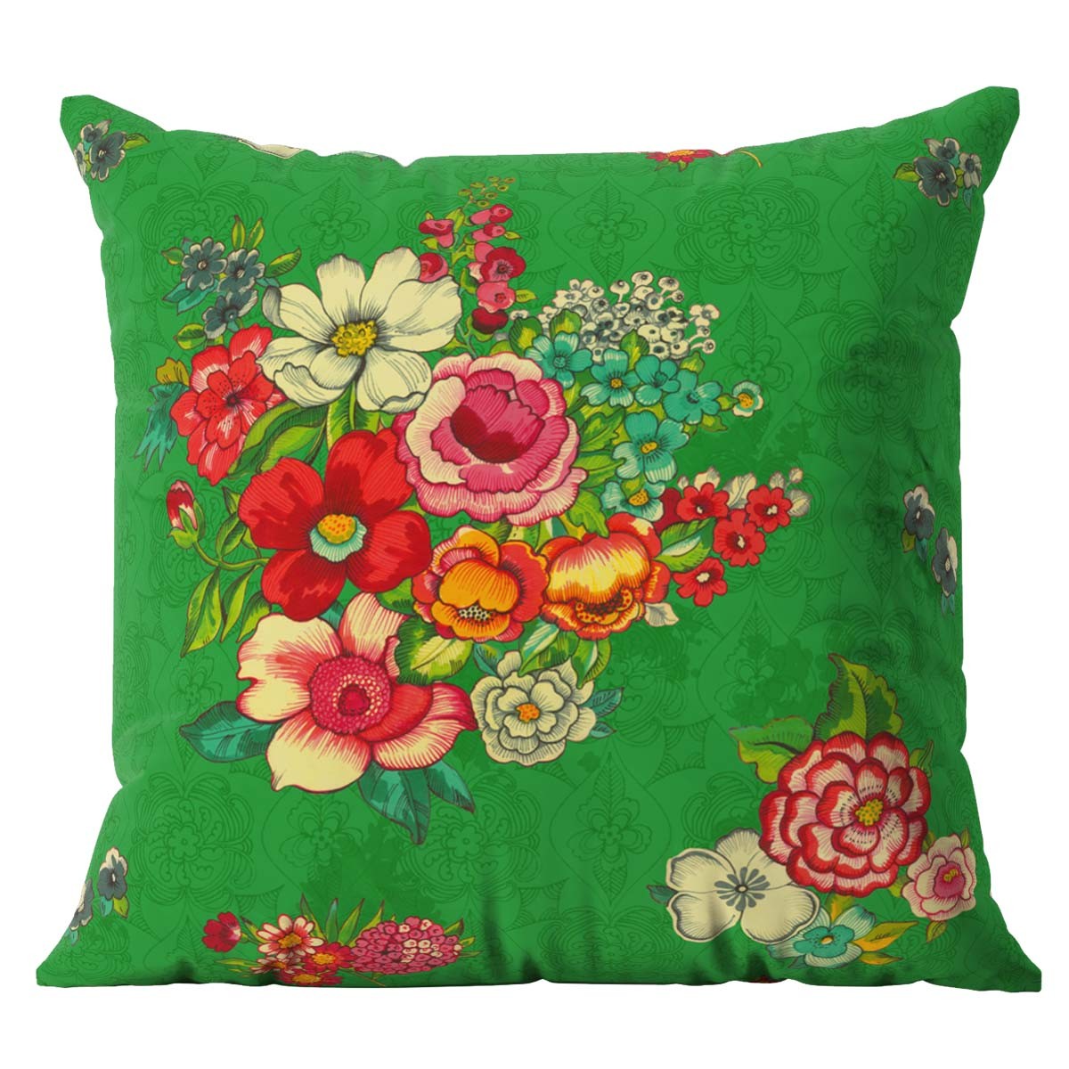 Housse de coussin extérieur fleuri vert 45x45