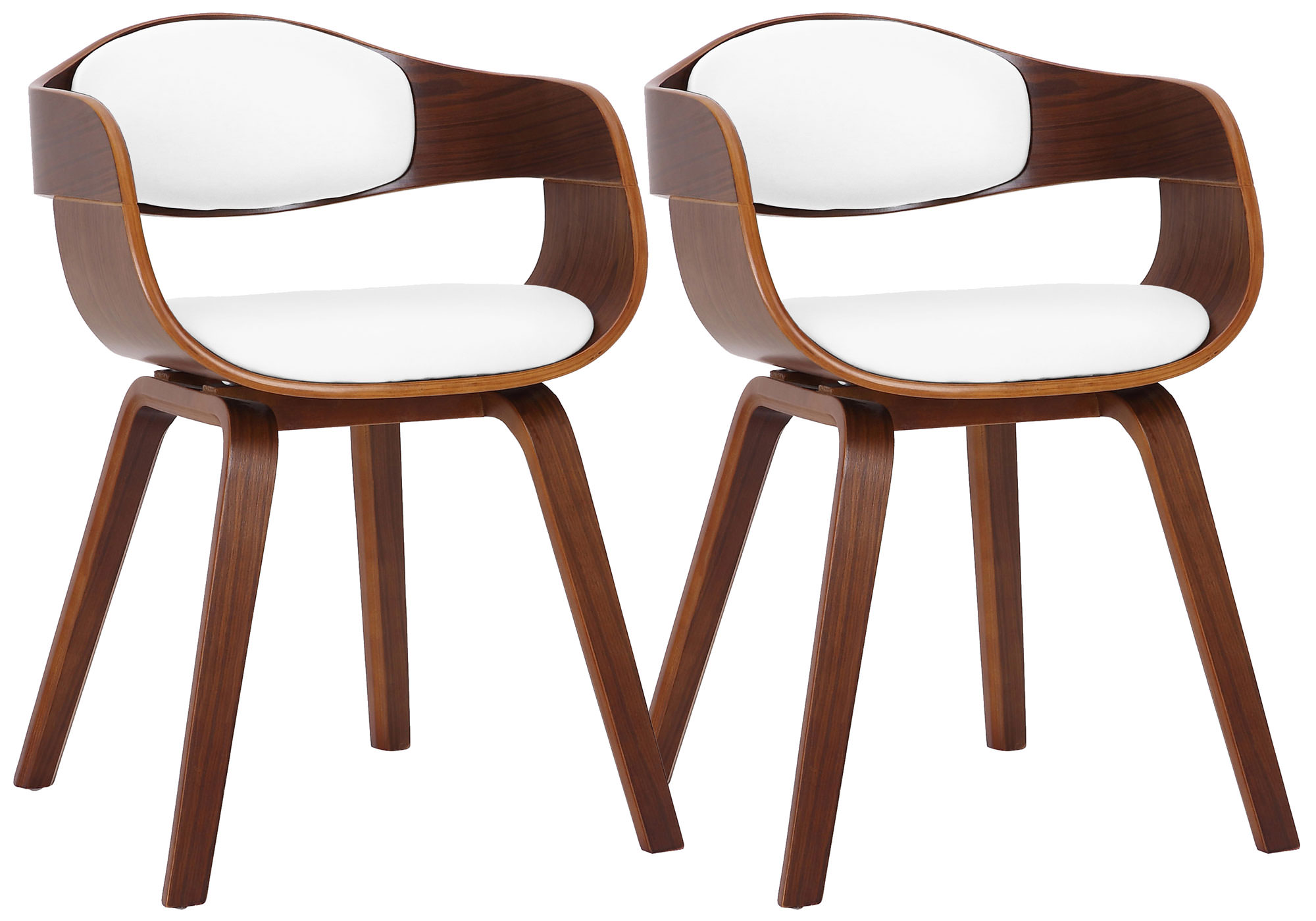 Lot de 2  chaise salle à manger en similicuir Noyer / Blanc