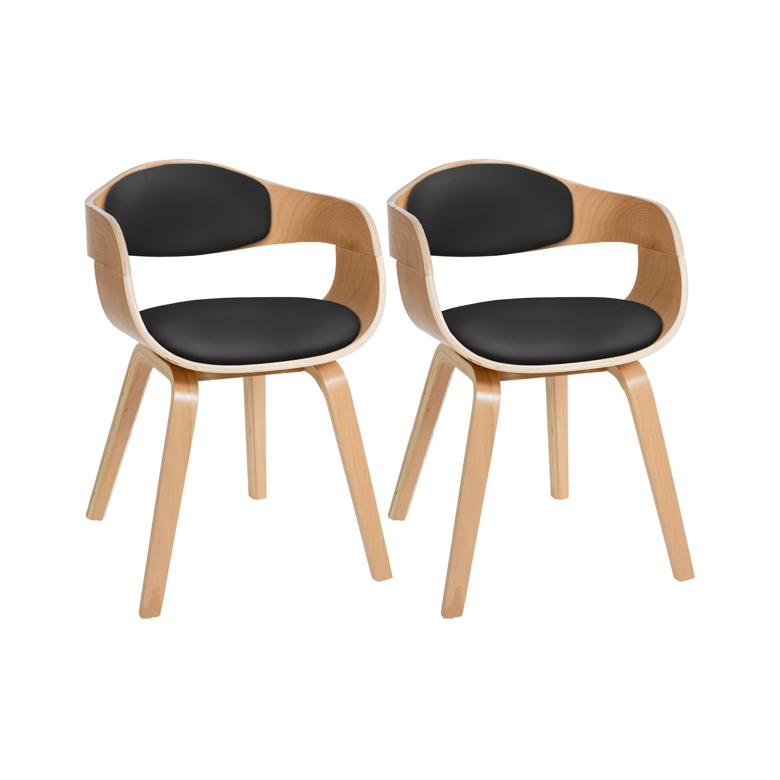 Lot de 2  chaise salle à manger en similicuir Nature / Noir