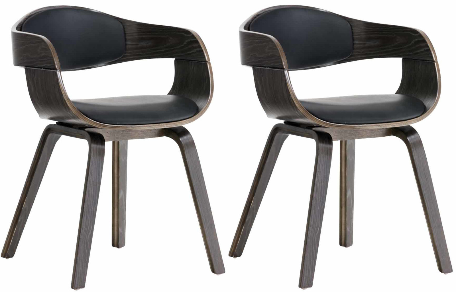 Lot de 2  chaise salle à manger en similicuir Noir / Gris
