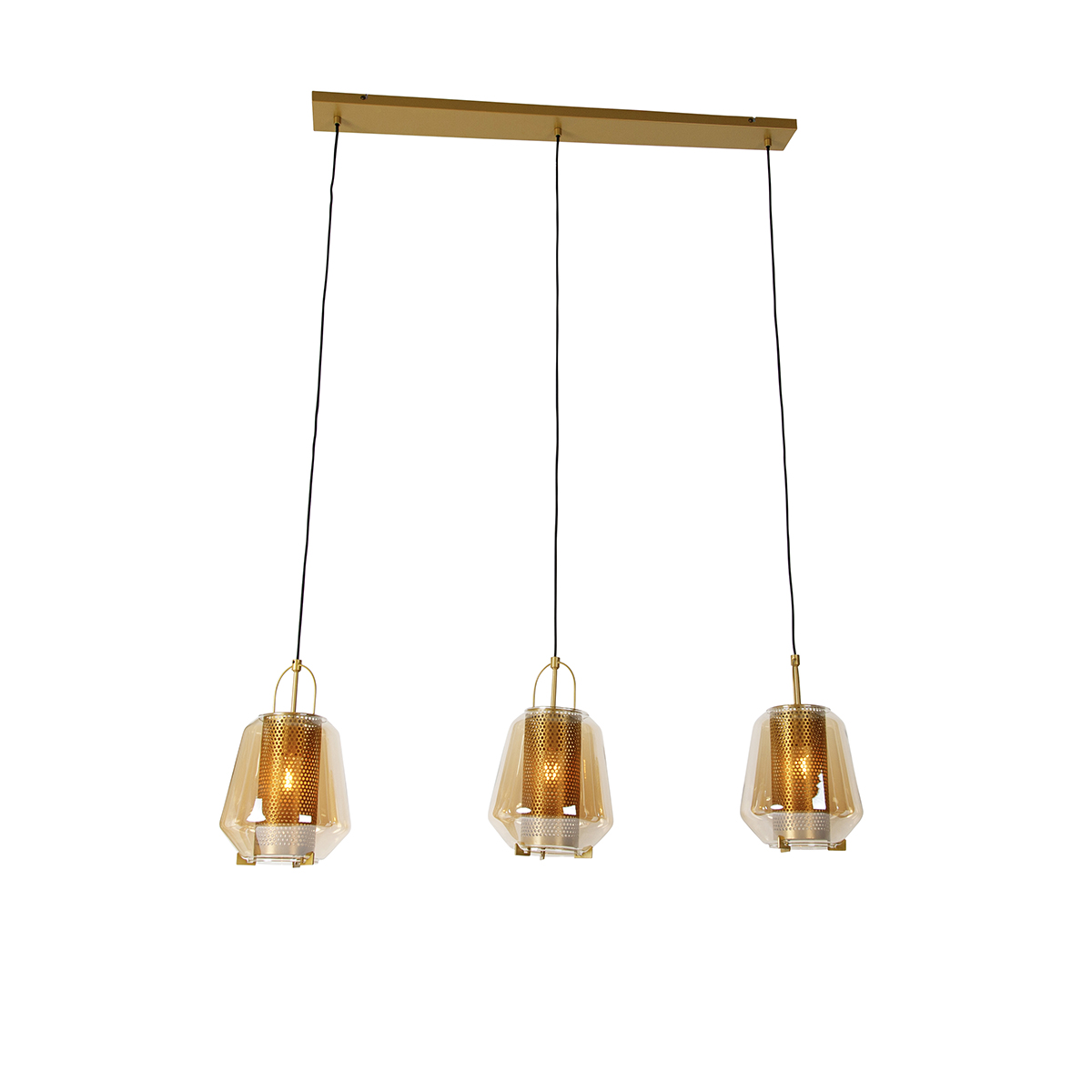 Suspension en verre doré/laiton